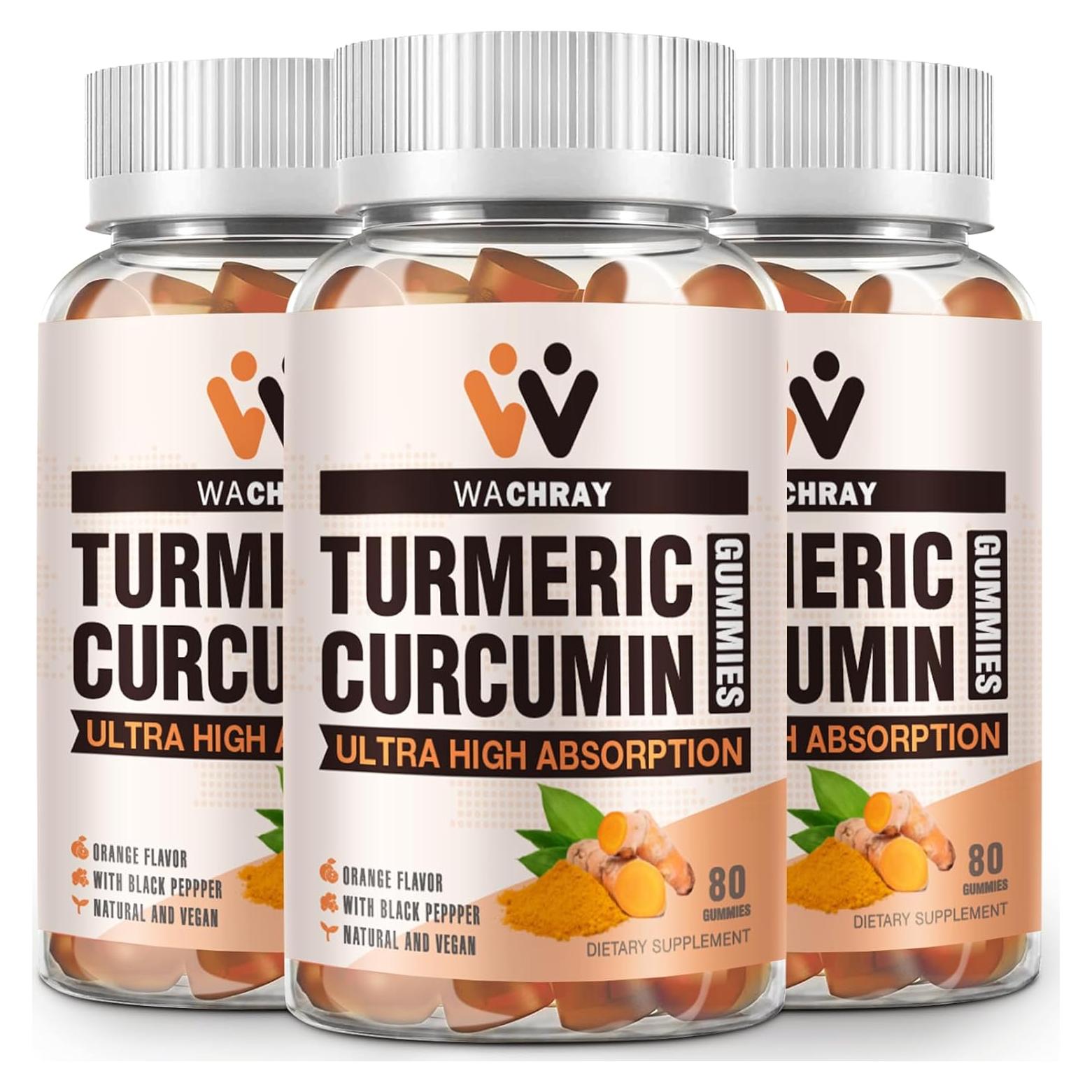 Gomitas de Cúrcuma WACHRAY - 3 Paquetes Veganos para Salud