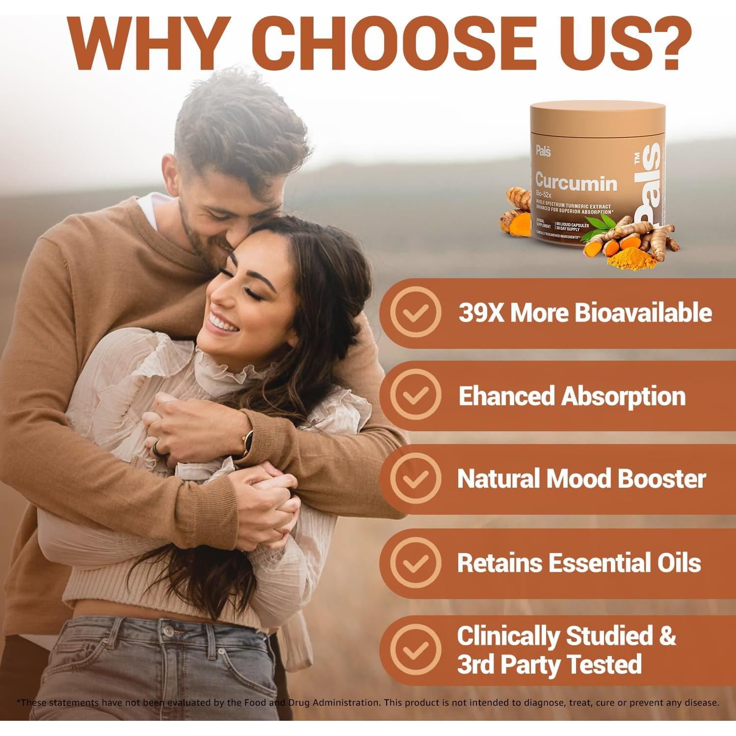 Suplemento de Cúrcuma Curcumina 500mg Bio-52x Vegano 30 Días