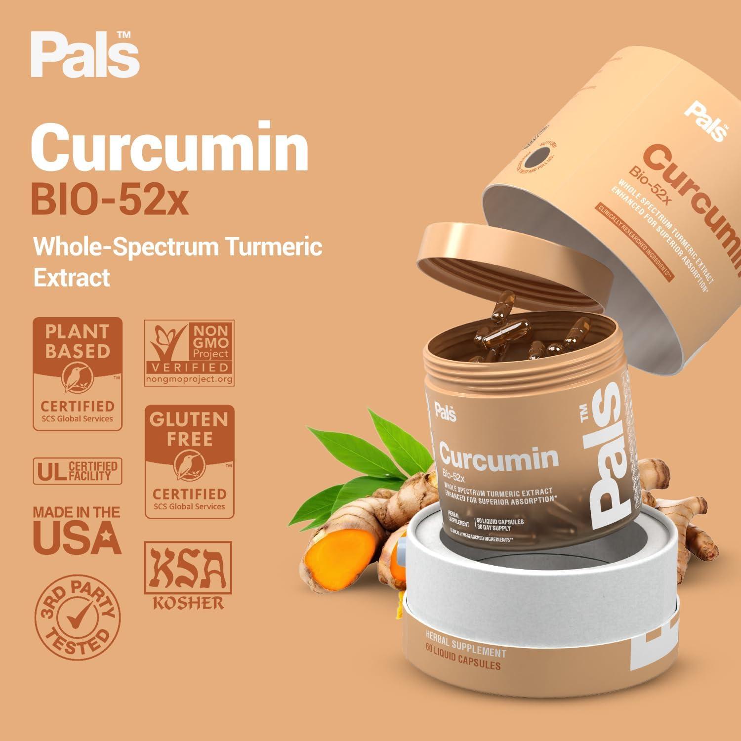 Suplemento de Cúrcuma Curcumina 500mg Bio-52x Vegano 30 Días