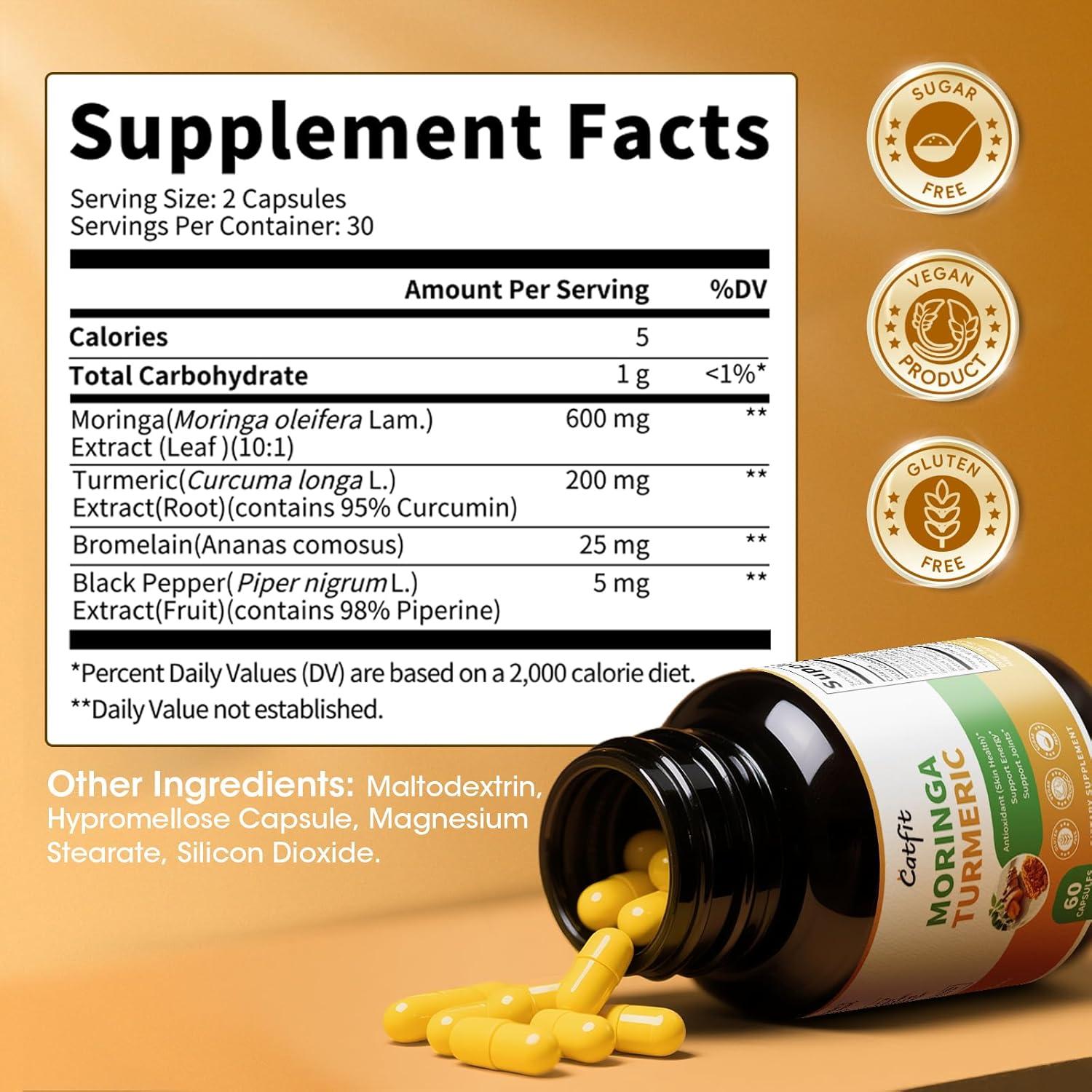 Suplemento de Moringa Catfit 120 Cápsulas Veganas Antioxidante