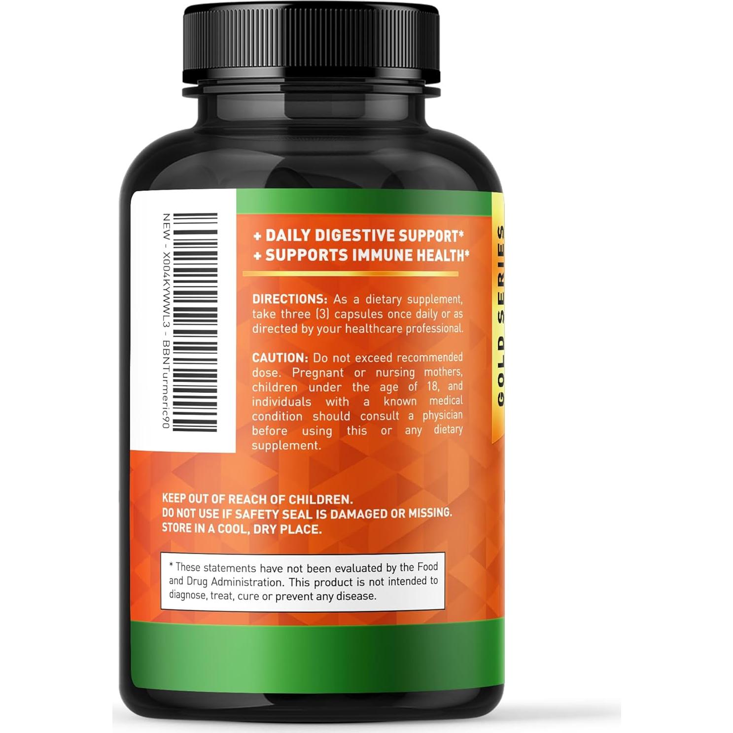 Cápsulas de Cúrcuma Curcumina 2250mg Construido por Naturaleza - Soporte Articular Vegano 90 Unidades