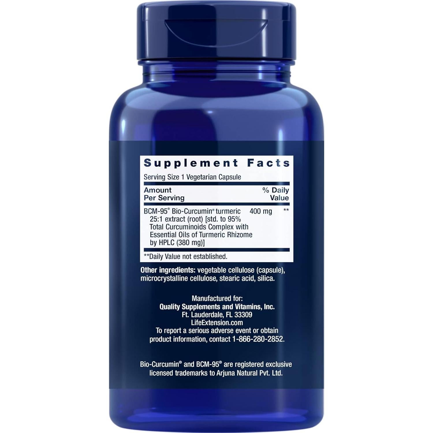 Extracto de Cúrcuma Super Bio-Curcumina 400mg - Life Extension - 90 Cápsulas Veganas