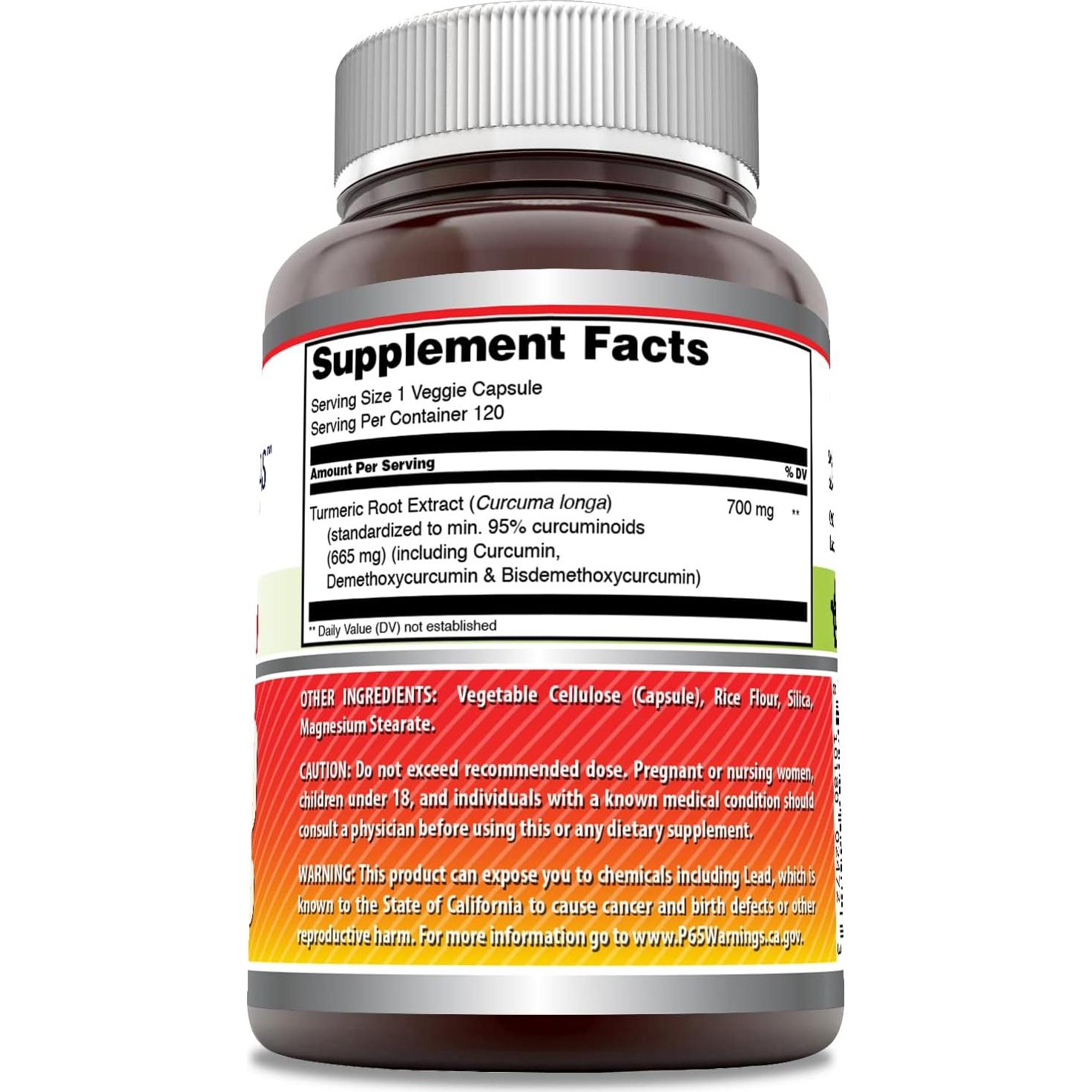 Suplemento de Curcumina 700 Mg Nutrición Asombrosa 120 Cápsulas