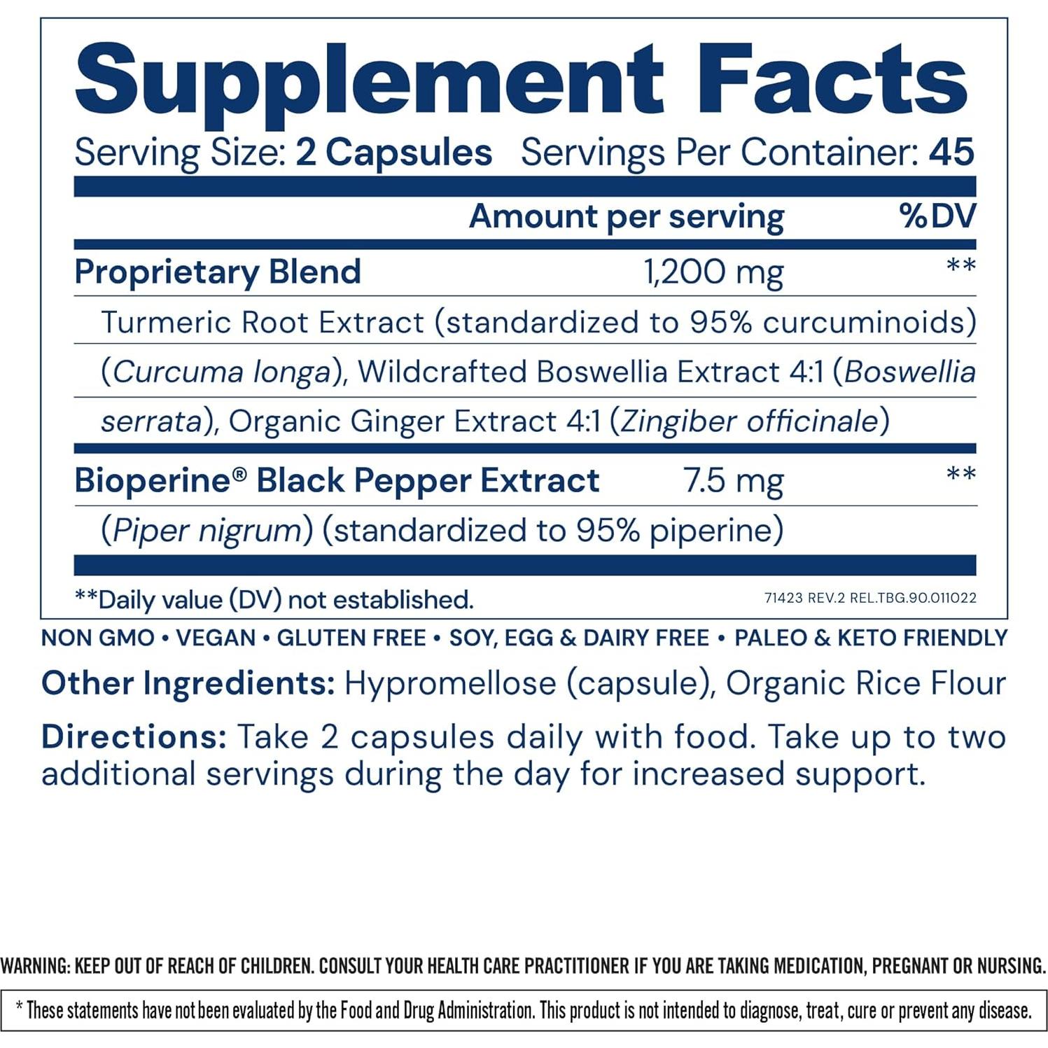 Suplemento Articular BodyHealth 90 Cápsulas con Cúrcuma y Jengibre