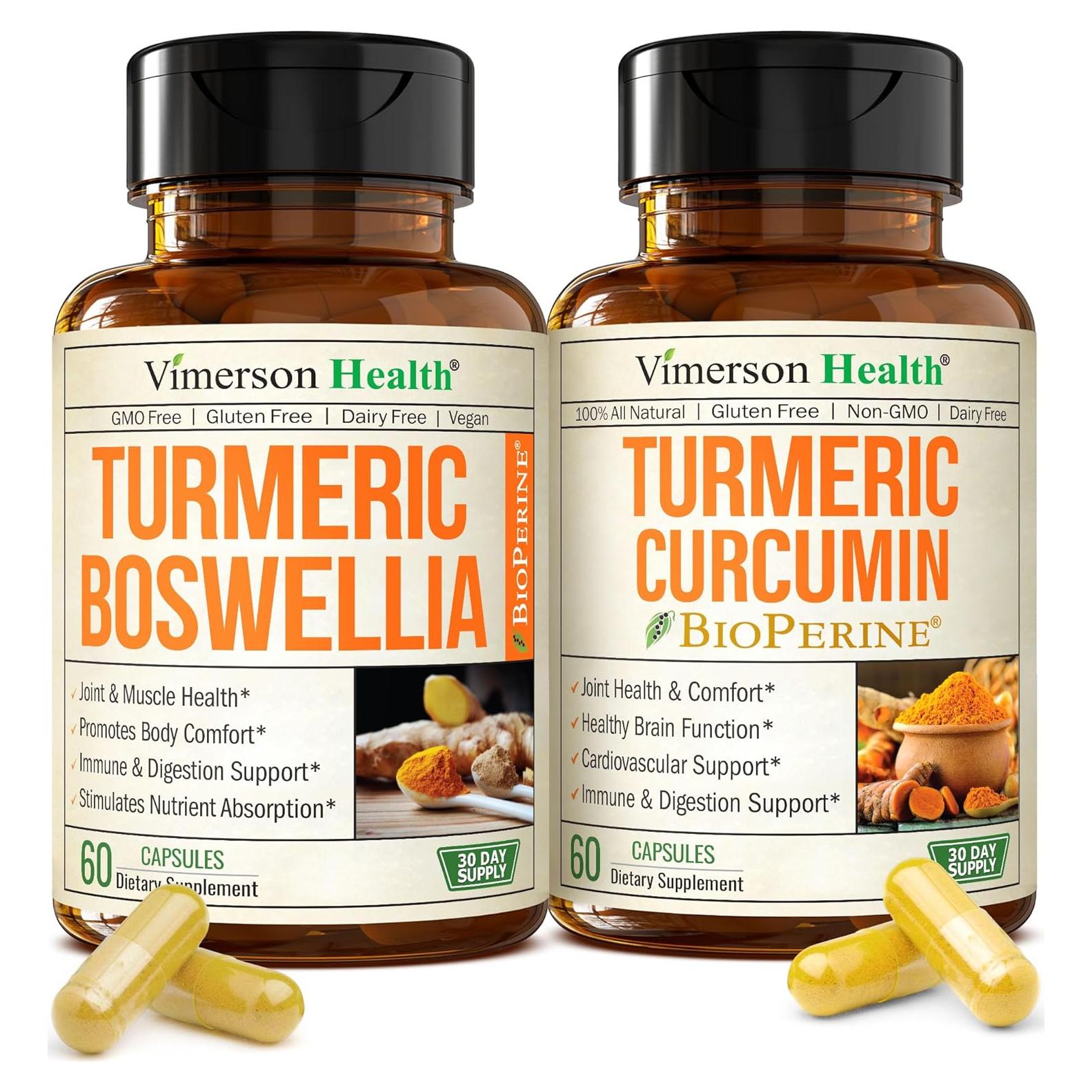 Suplemento de Cúrcuma Boswellia y Curcumina 2 en 1 - Vimerson Health