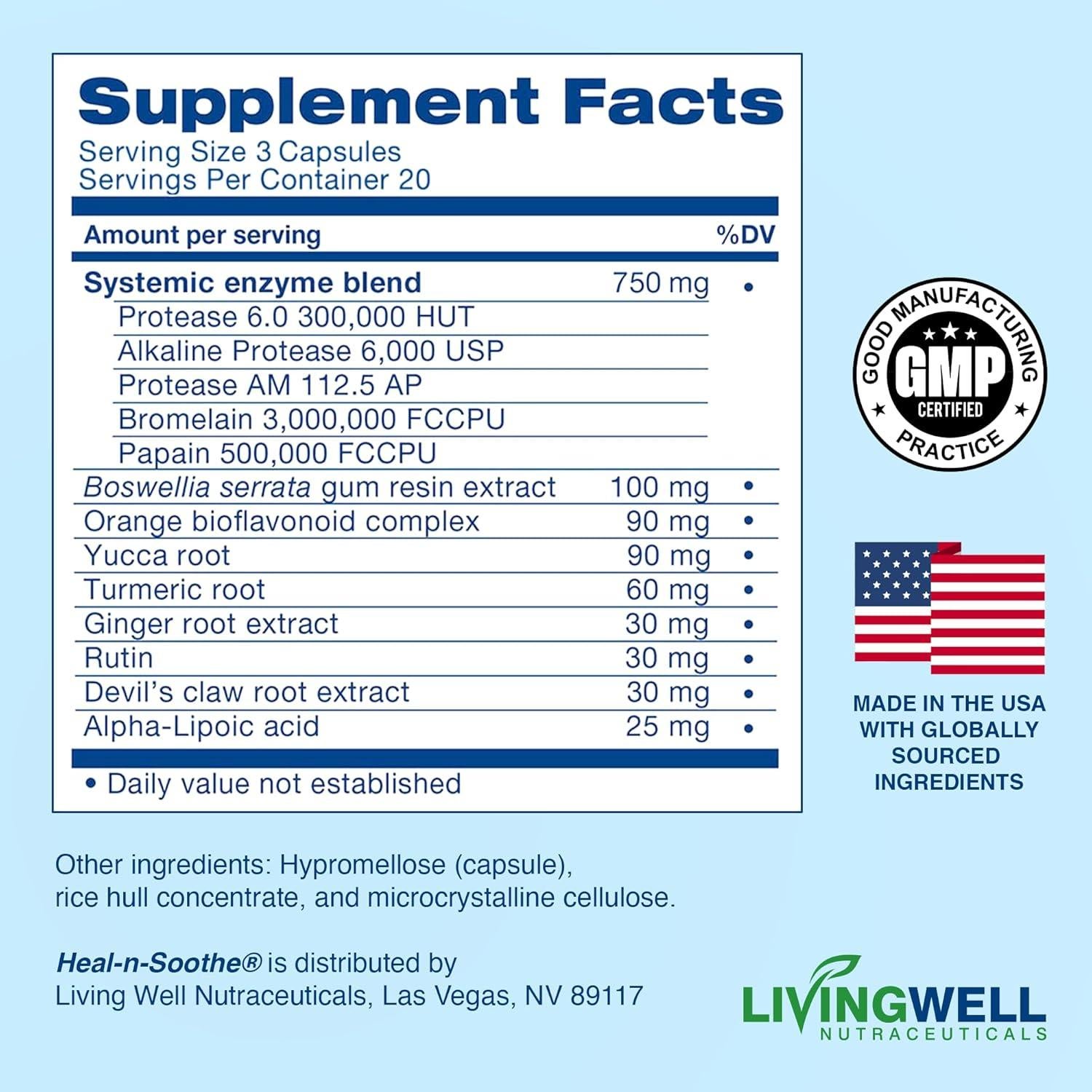 Heal-n-Soothe Suplemento Articular 60 Cápsulas - Alivio Natural