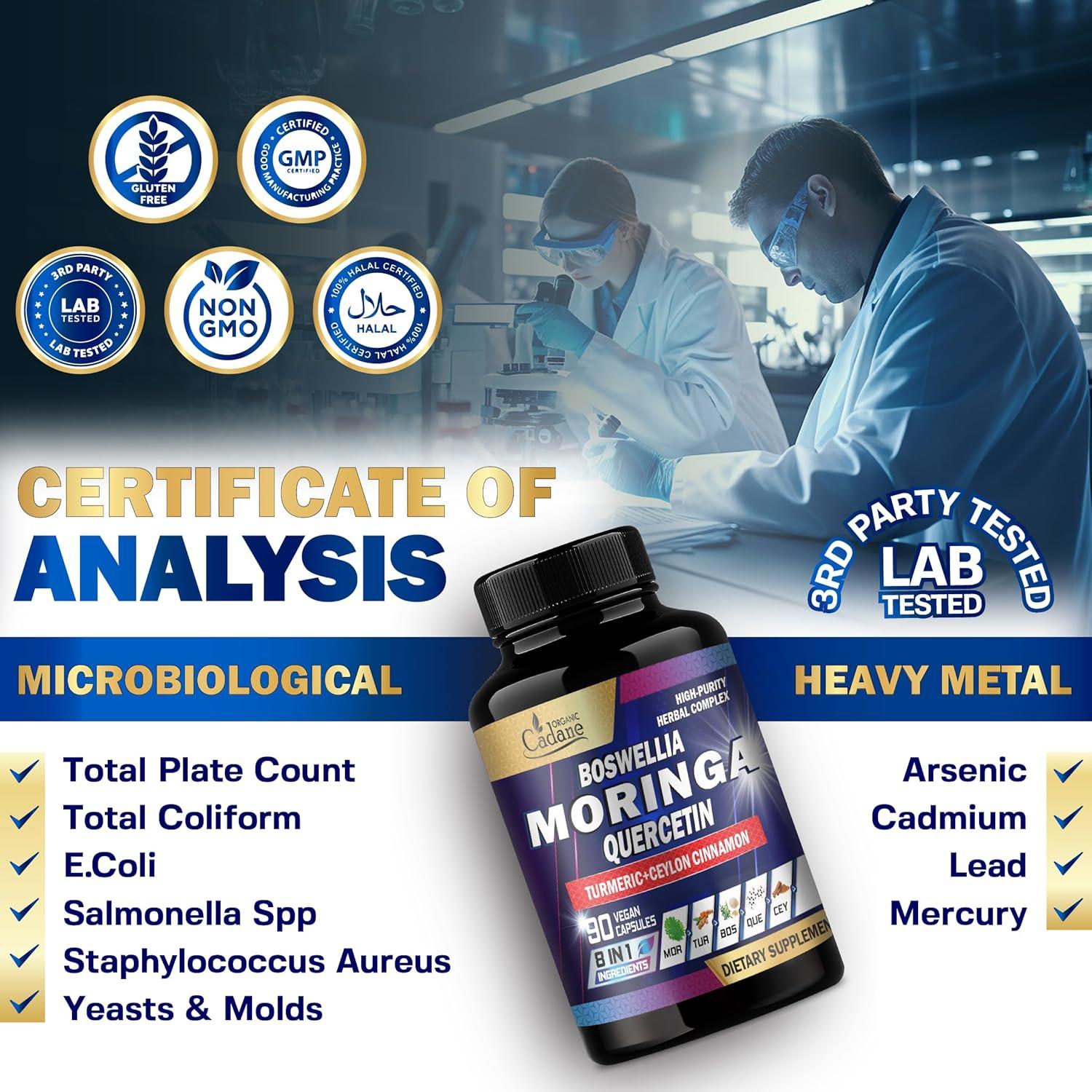 Suplemento de Moringa Orgánica Cadane 90 Cápsulas Vegetales