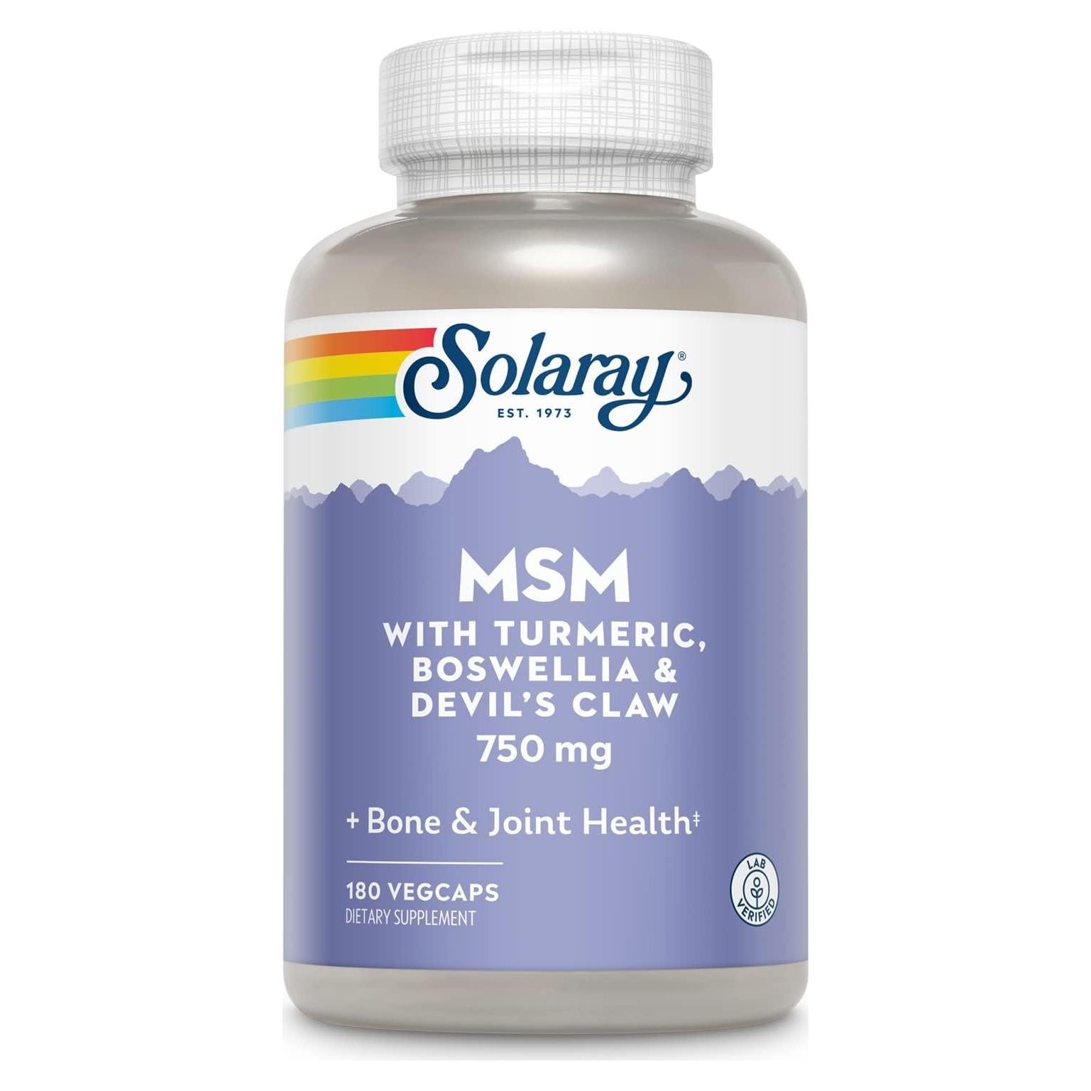 Cápsulas de MSM Solaray 750 mg 180 unidades con cúrcuma