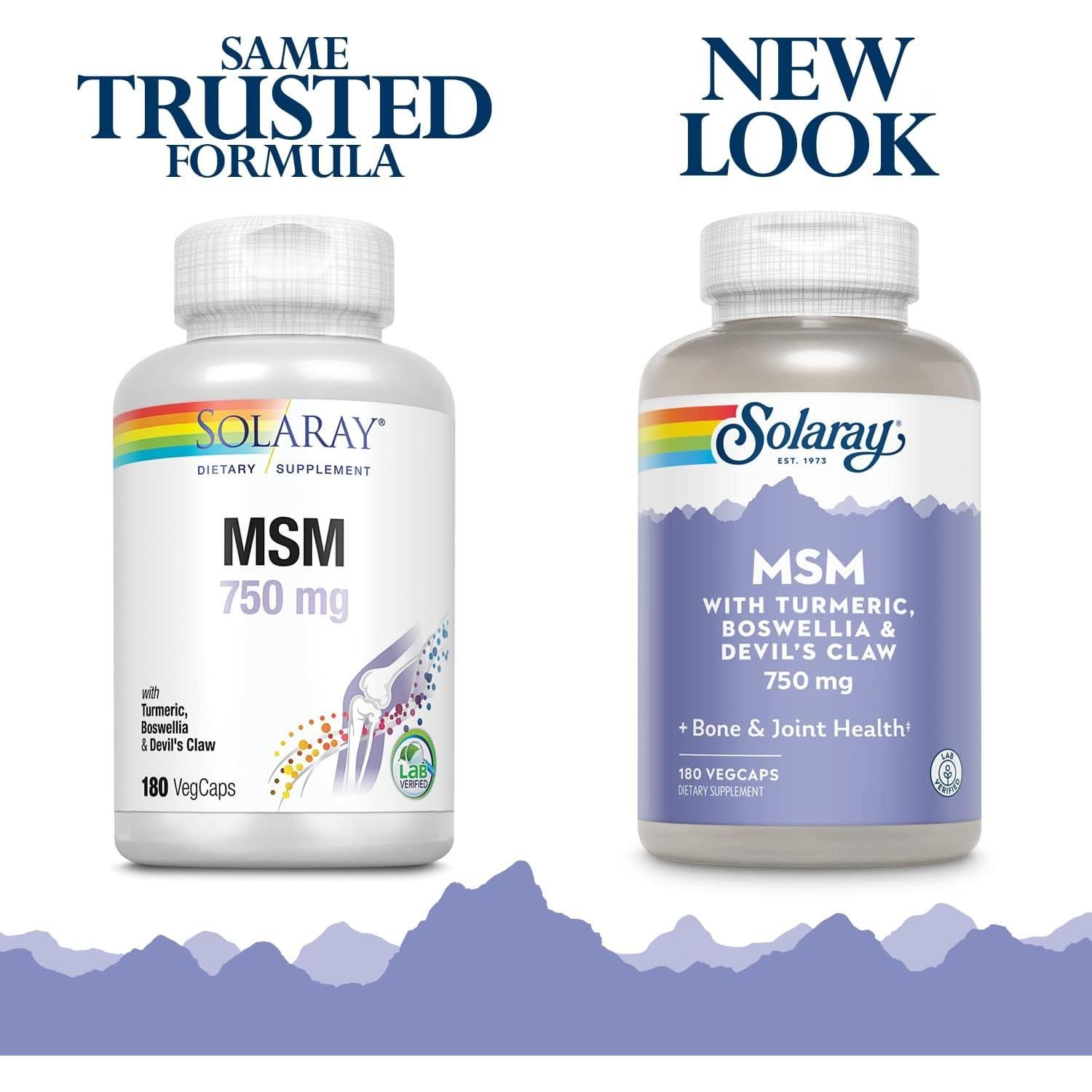 Cápsulas de MSM Solaray 750 mg 180 unidades con cúrcuma