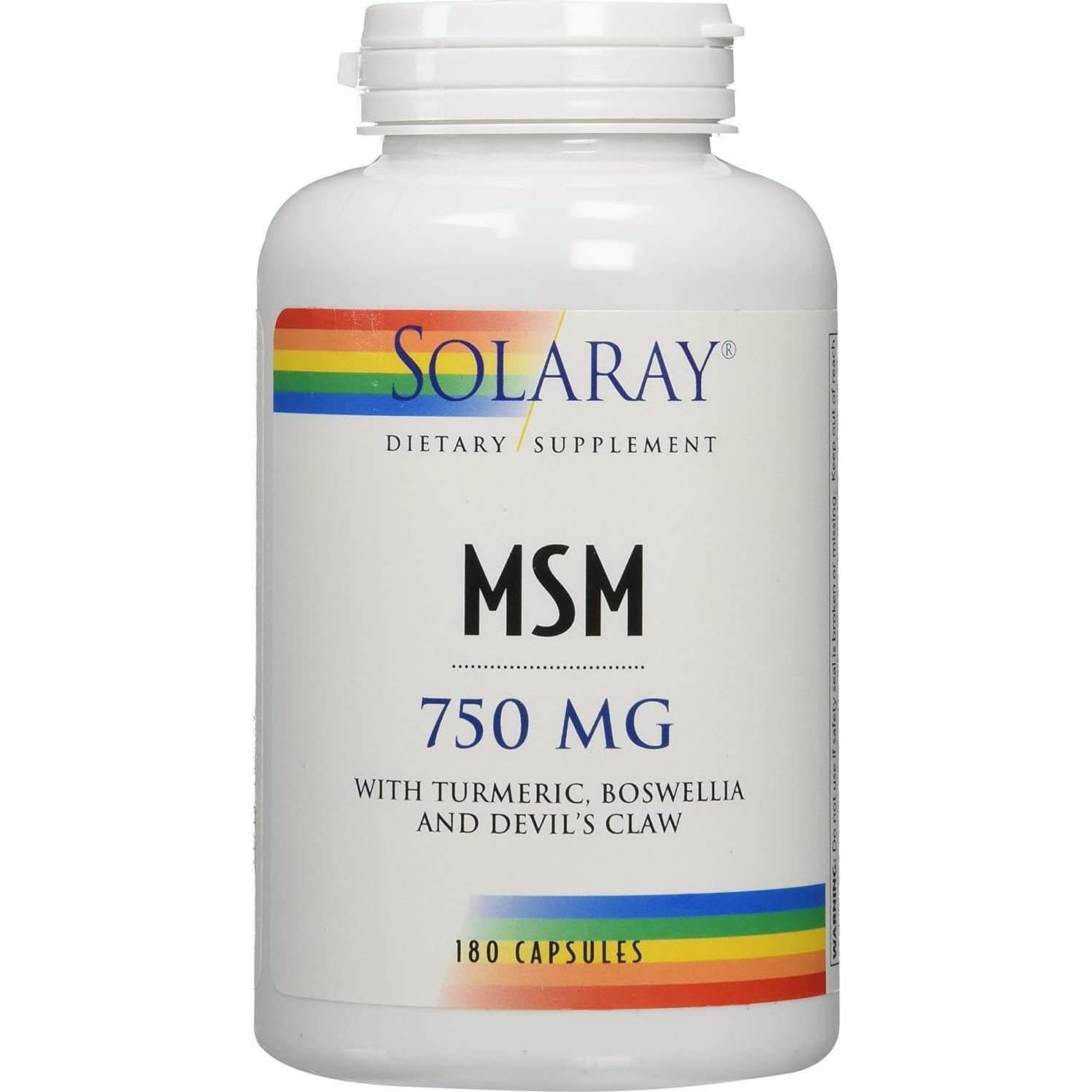 Cápsulas de MSM Solaray 750 mg 180 unidades con cúrcuma