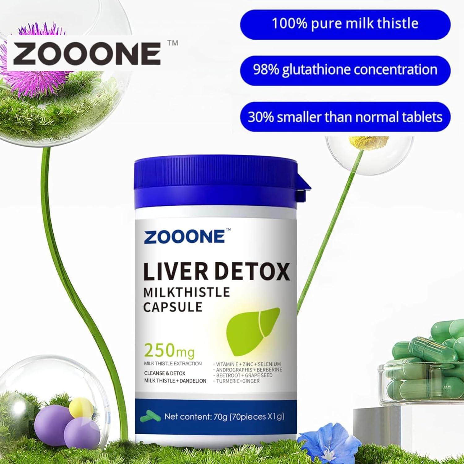 Suplemento Detox Hepático Zooone - 70 Cápsulas Cardo Mariano