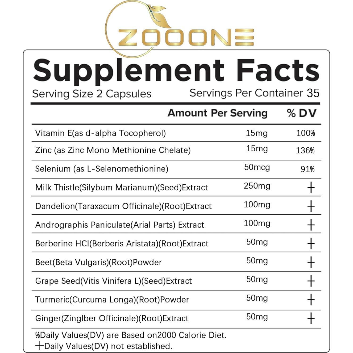 Suplemento Detox Hepático Zooone - 70 Cápsulas Cardo Mariano