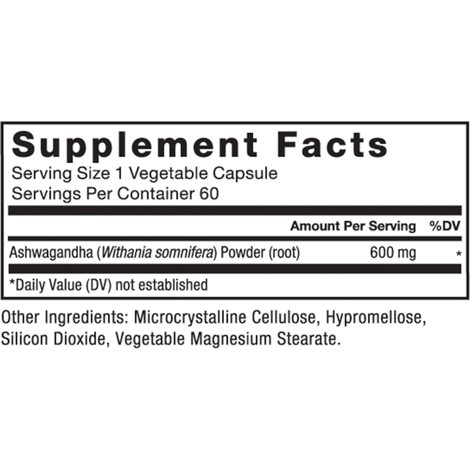 Suplemento de Ashwagandha Force Factor 600mg Vegano 60 Cápsulas