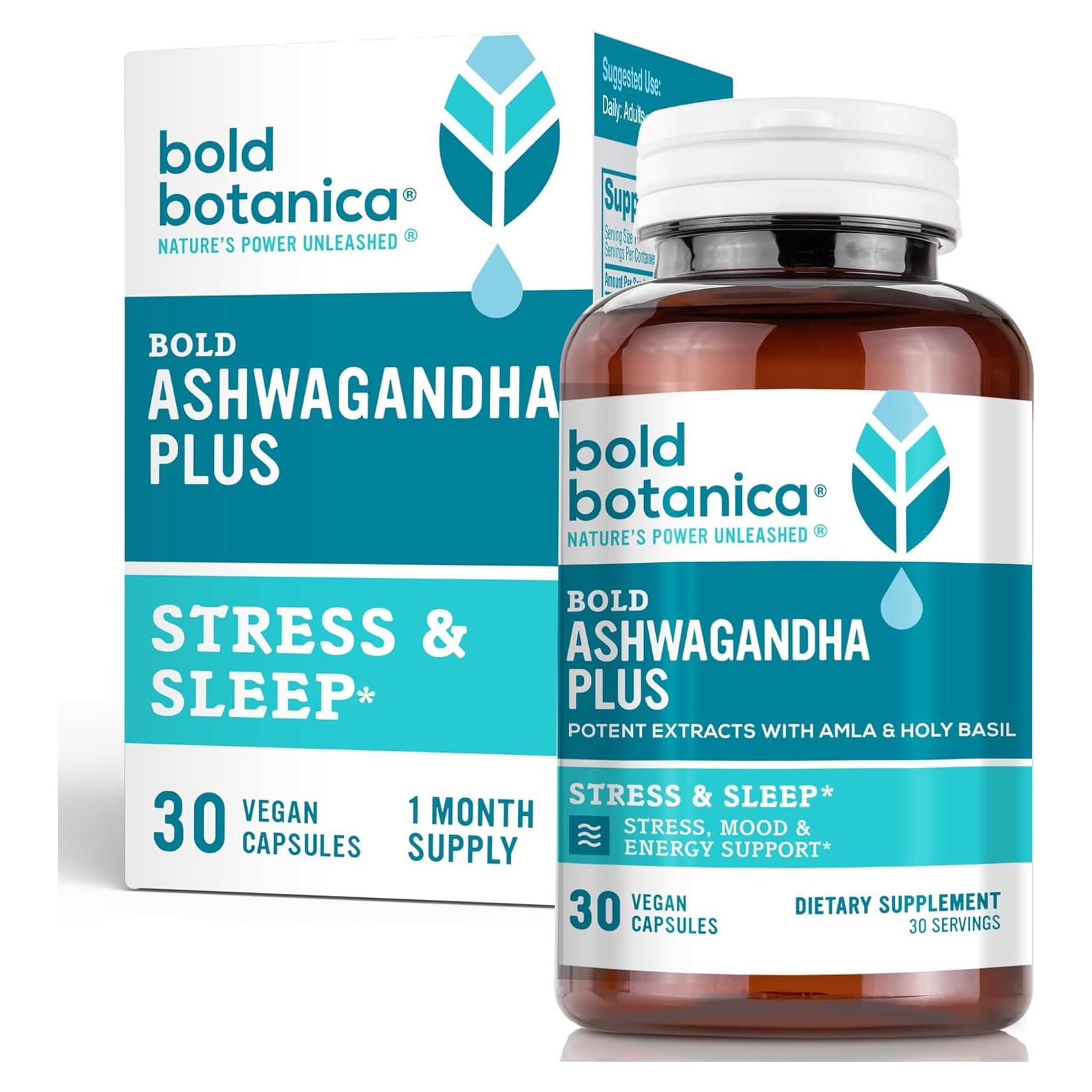 Bold Botanica Ashwagandha Plus - 30 Cápsulas Veganas - Apoyo Estrés y Energía