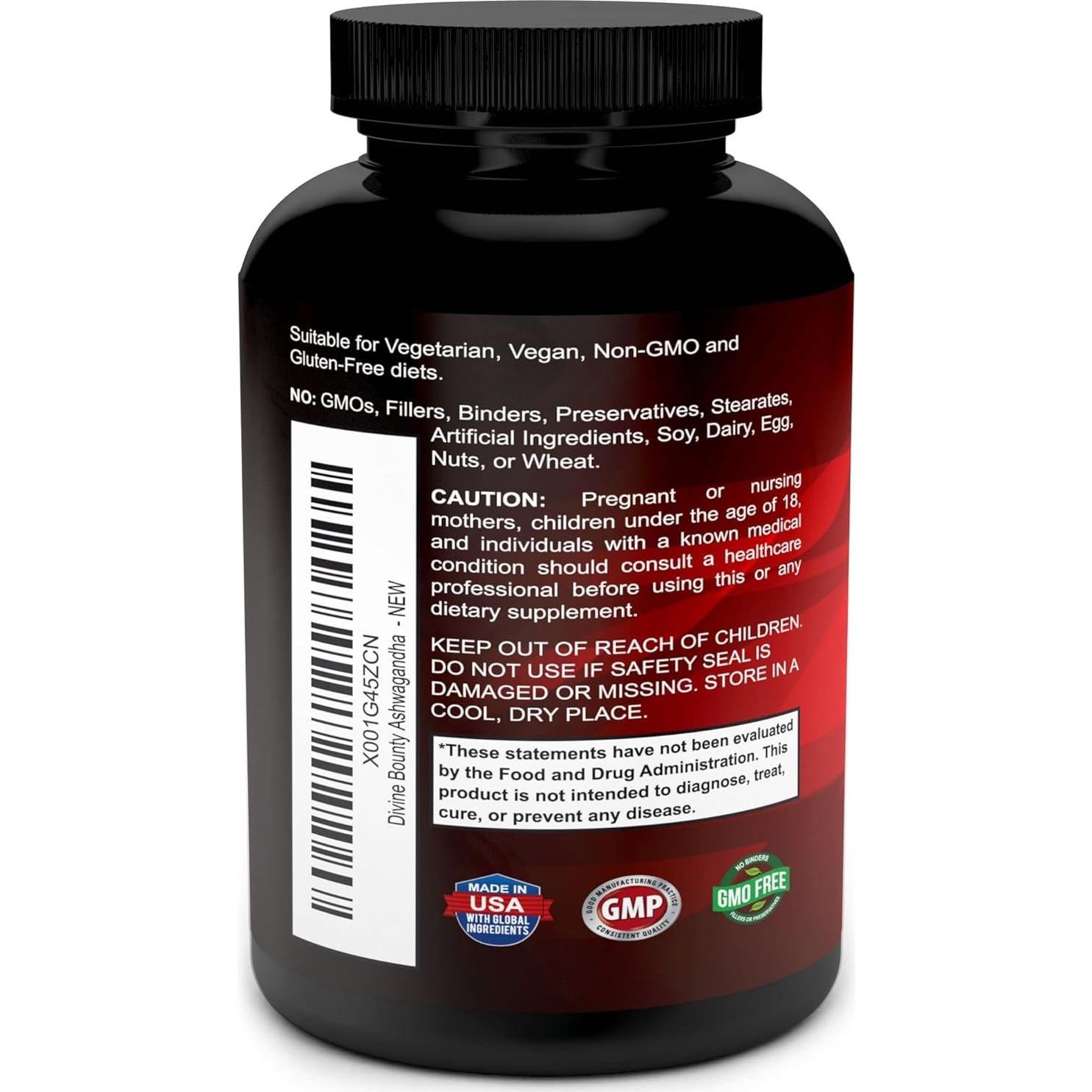 Cápsulas de Ashwagandha Orgánica Divine Bounty 1200mg - 90 Veganas