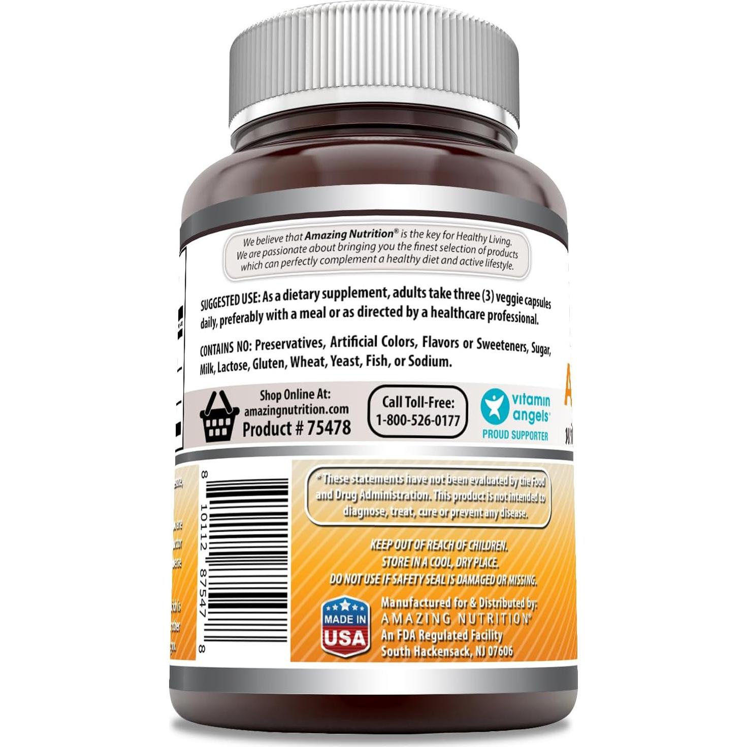Suplemento Herbal Raíz de Ashwagandha Nutrición Asombrosa 2100 Mg