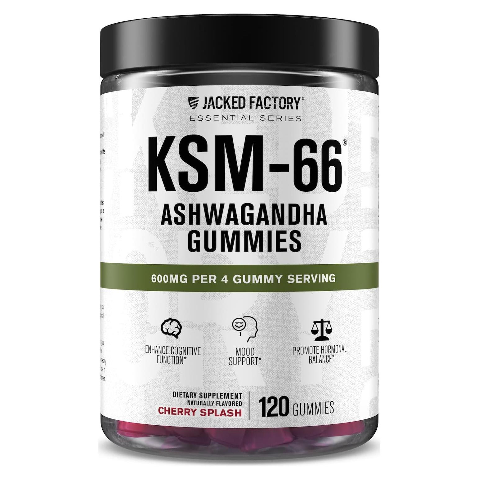 Gomitas KSM-66 Ashwagandha Jacked Factory 600mg 120 unidades