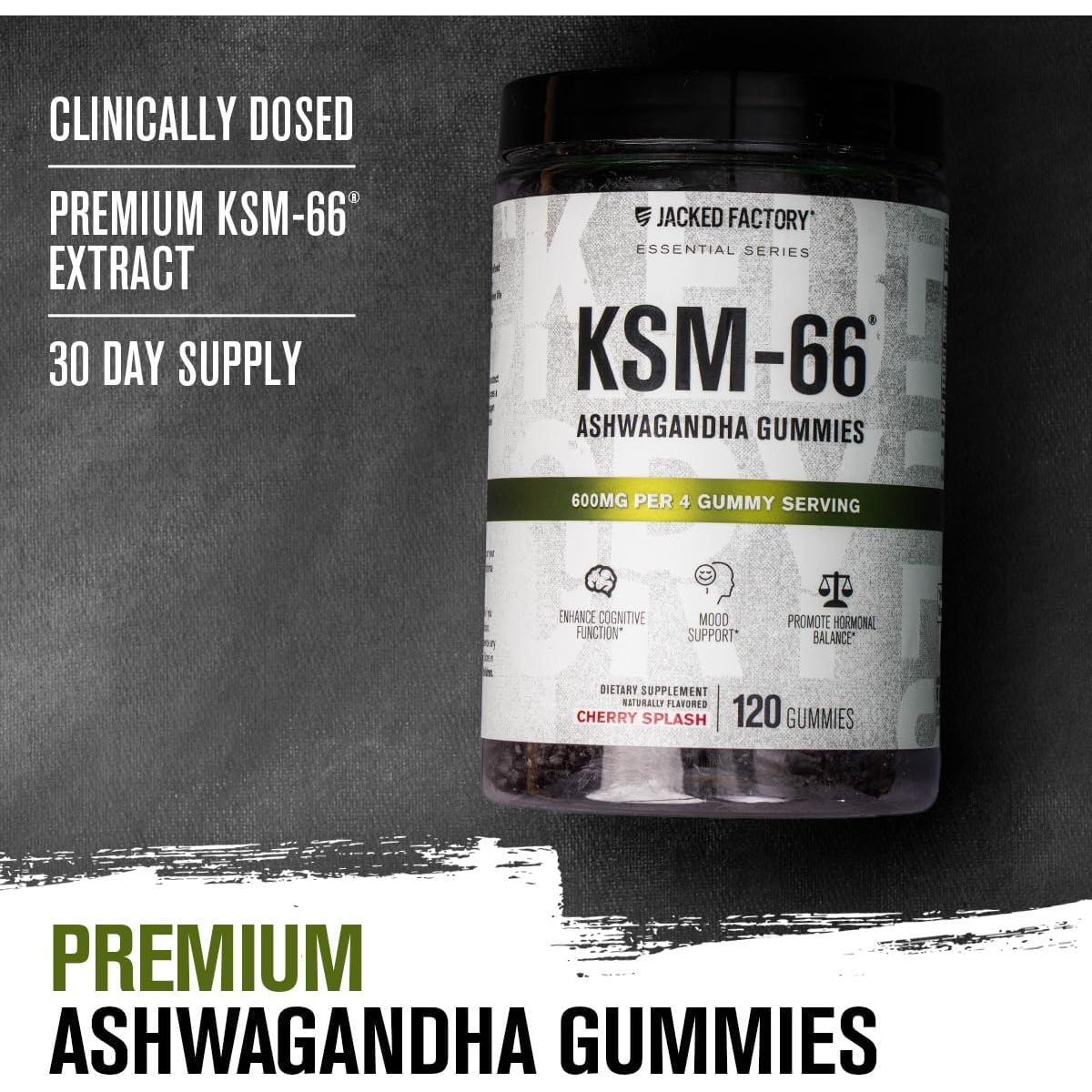 Gomitas KSM-66 Ashwagandha Jacked Factory 600mg 120 unidades