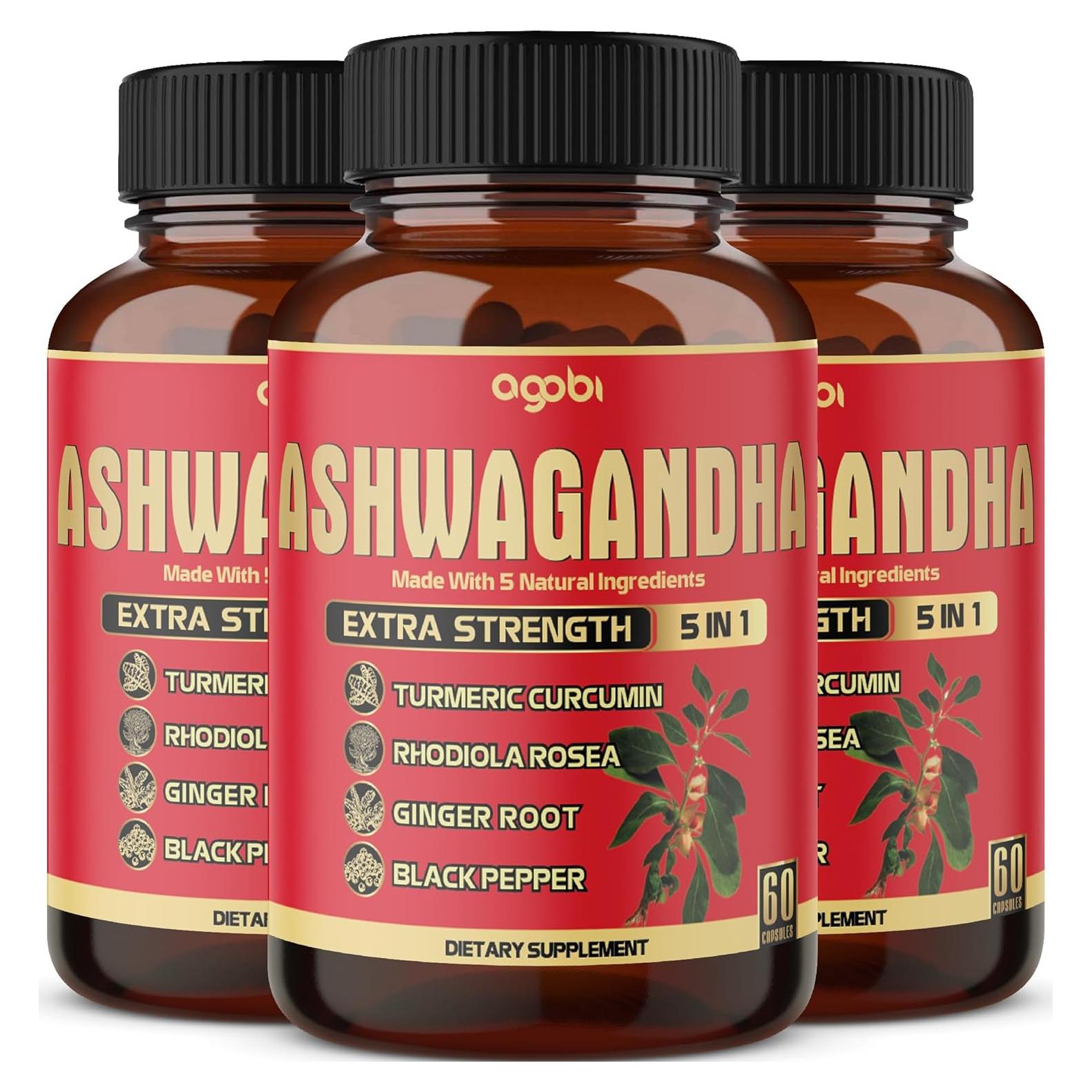 Suplemento de Ashwagandha Agobi 5200mg 60 Cápsulas 3 Paquetes