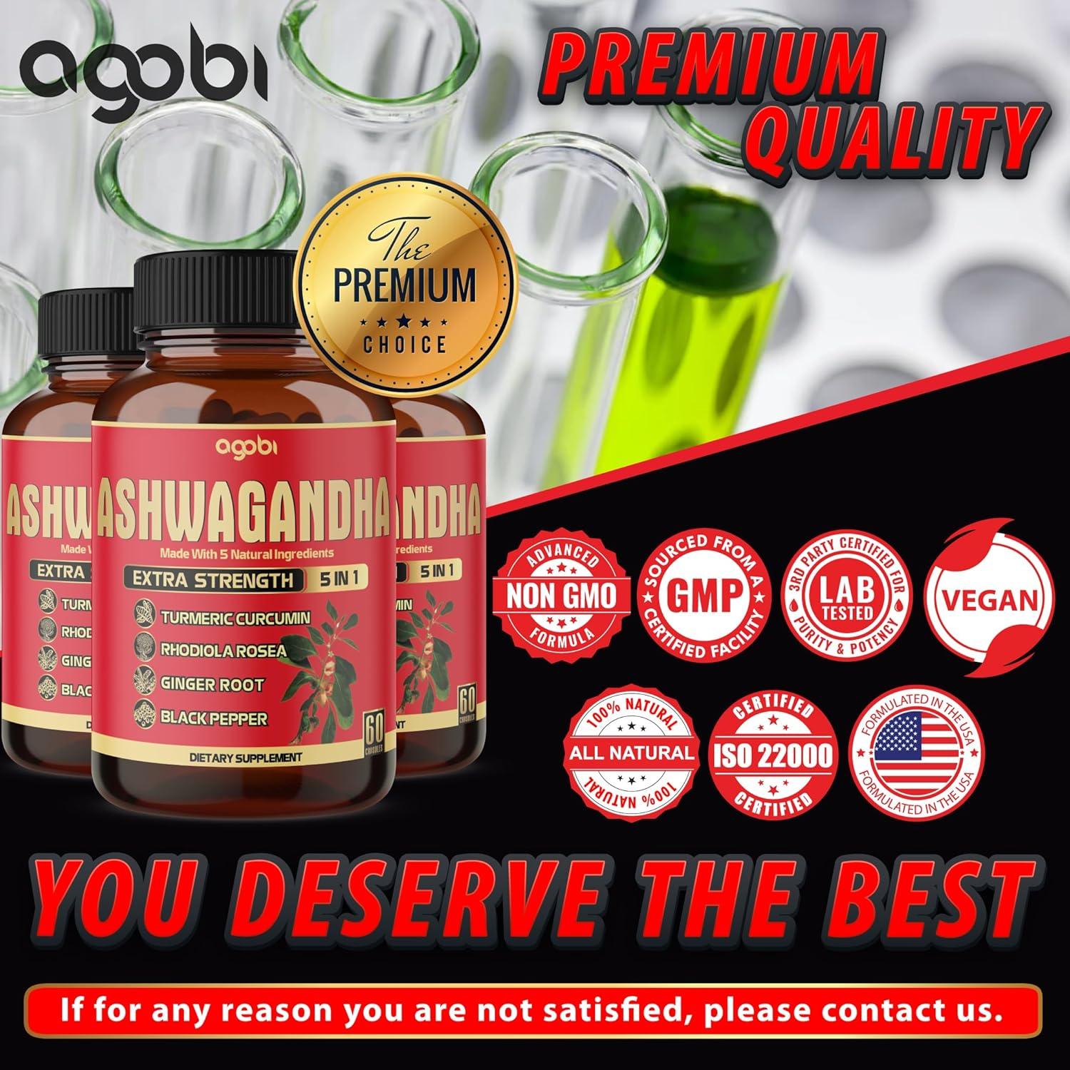 Suplemento de Ashwagandha Agobi 5200mg 60 Cápsulas 3 Paquetes