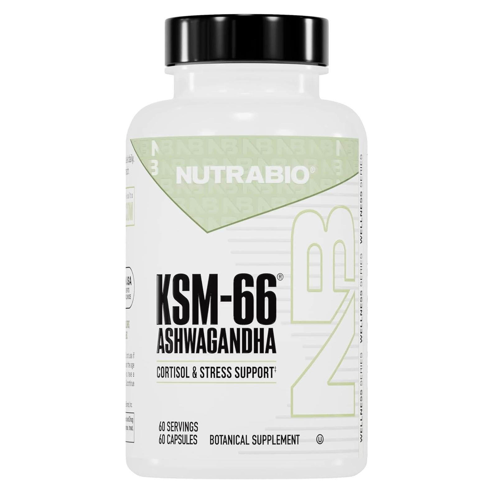 NutraBio Ashwagandha KSM-66 600mg | Suplemento Herbal 60 Cápsulas