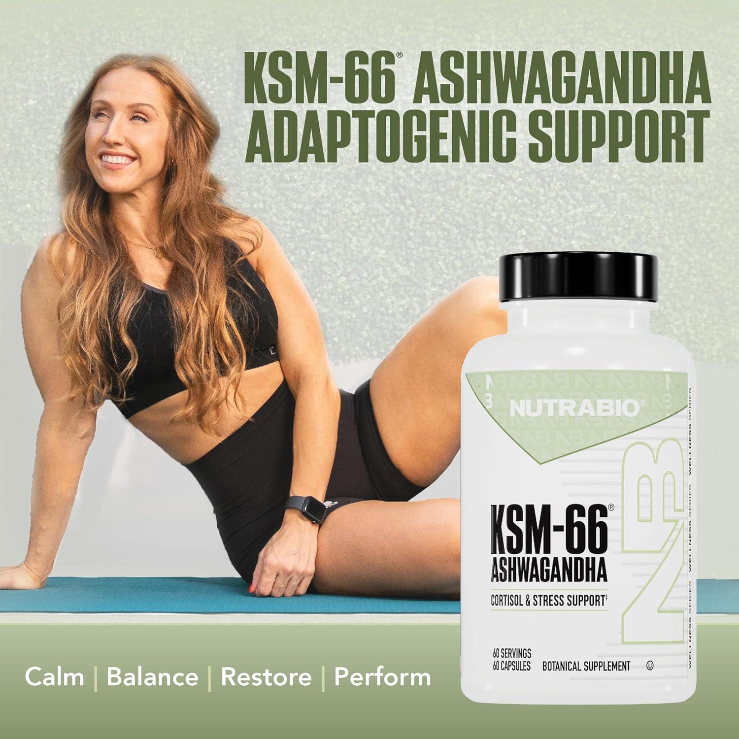 NutraBio Ashwagandha KSM-66 600mg | Suplemento Herbal 60 Cápsulas