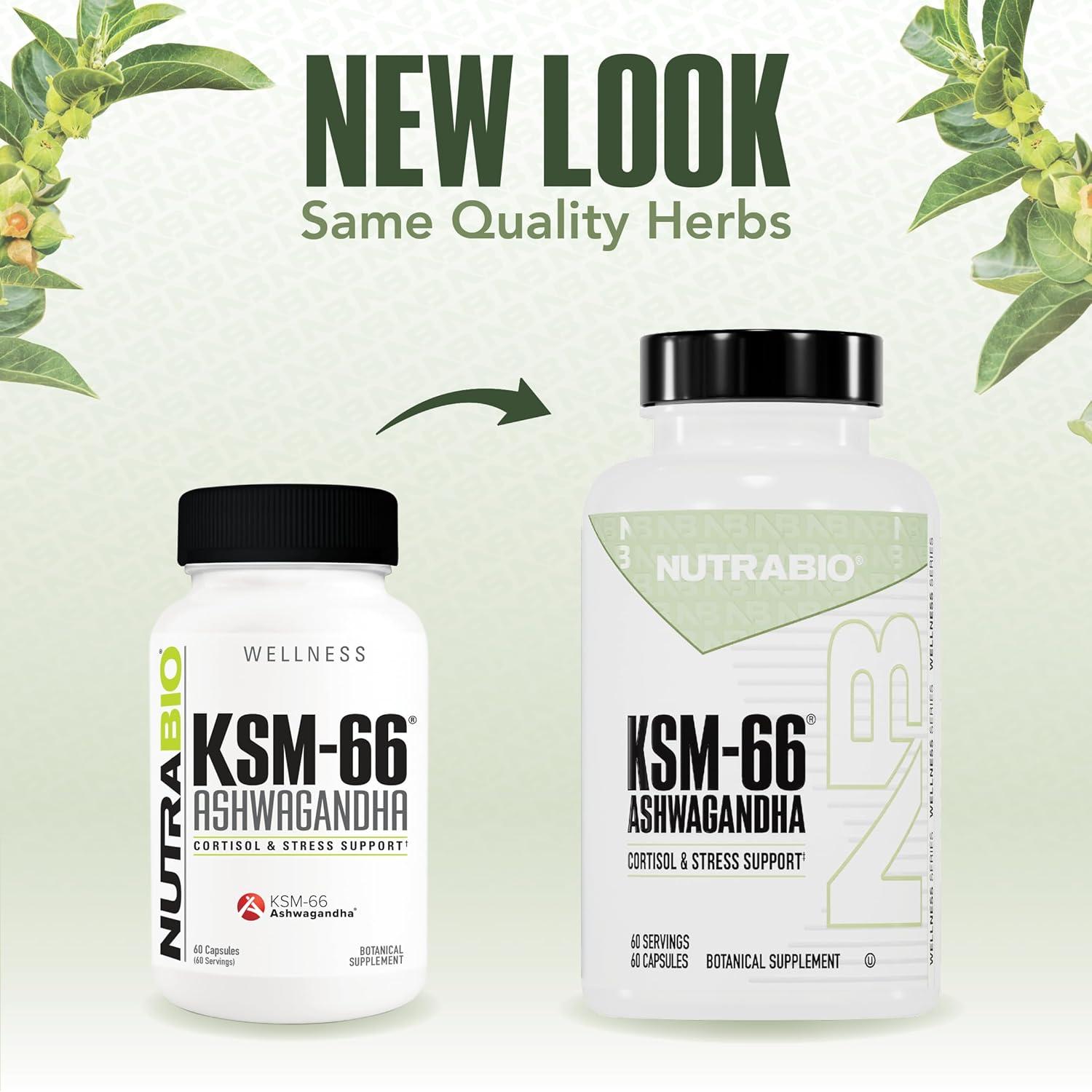 NutraBio Ashwagandha KSM-66 600mg | Suplemento Herbal 60 Cápsulas