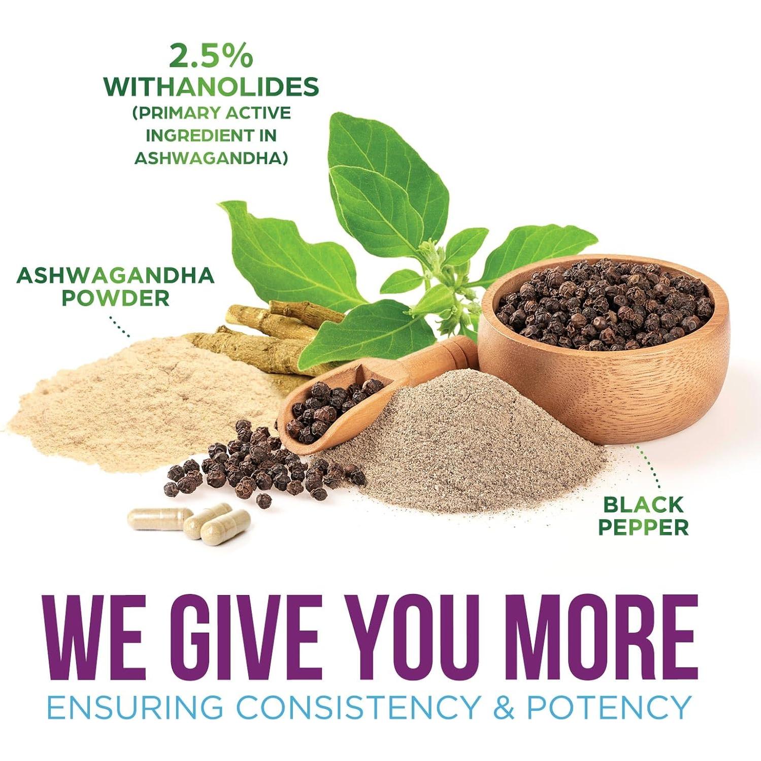 Suplemento de Ashwagandha 2100mg Nature's Strength - 60 Cápsulas Veganas