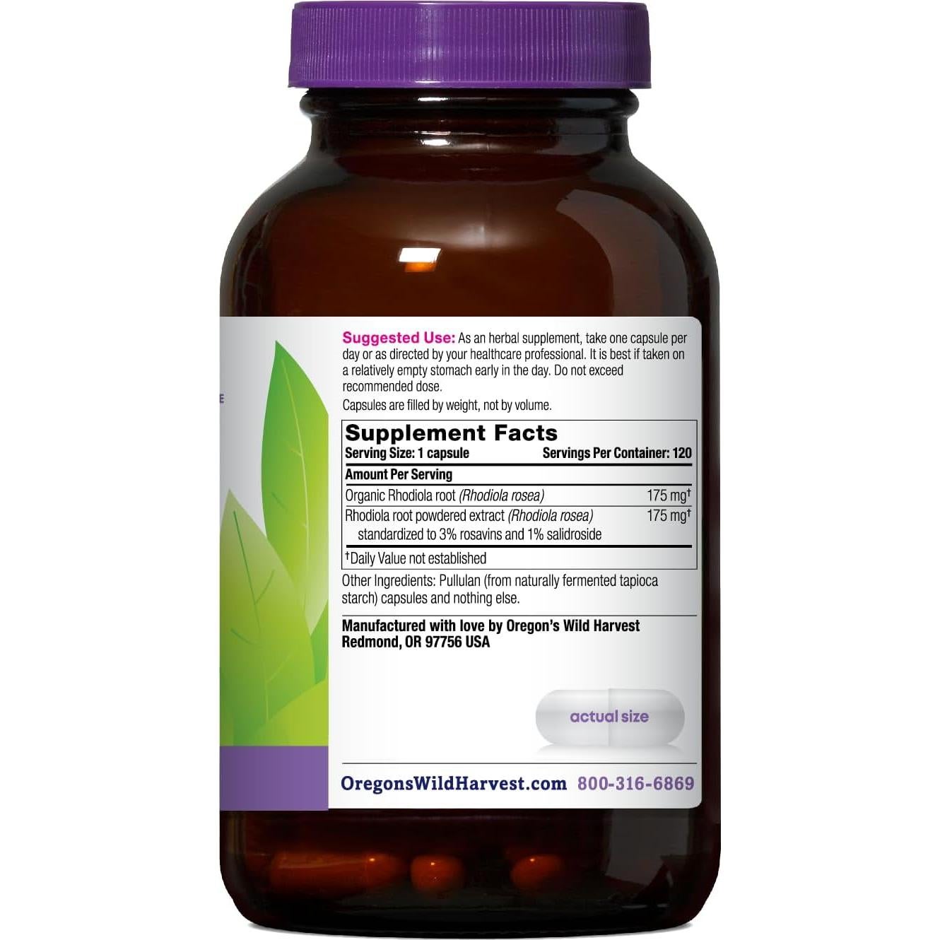 Suplemento de Rhodiola Oregon's Wild Harvest 120 cápsulas