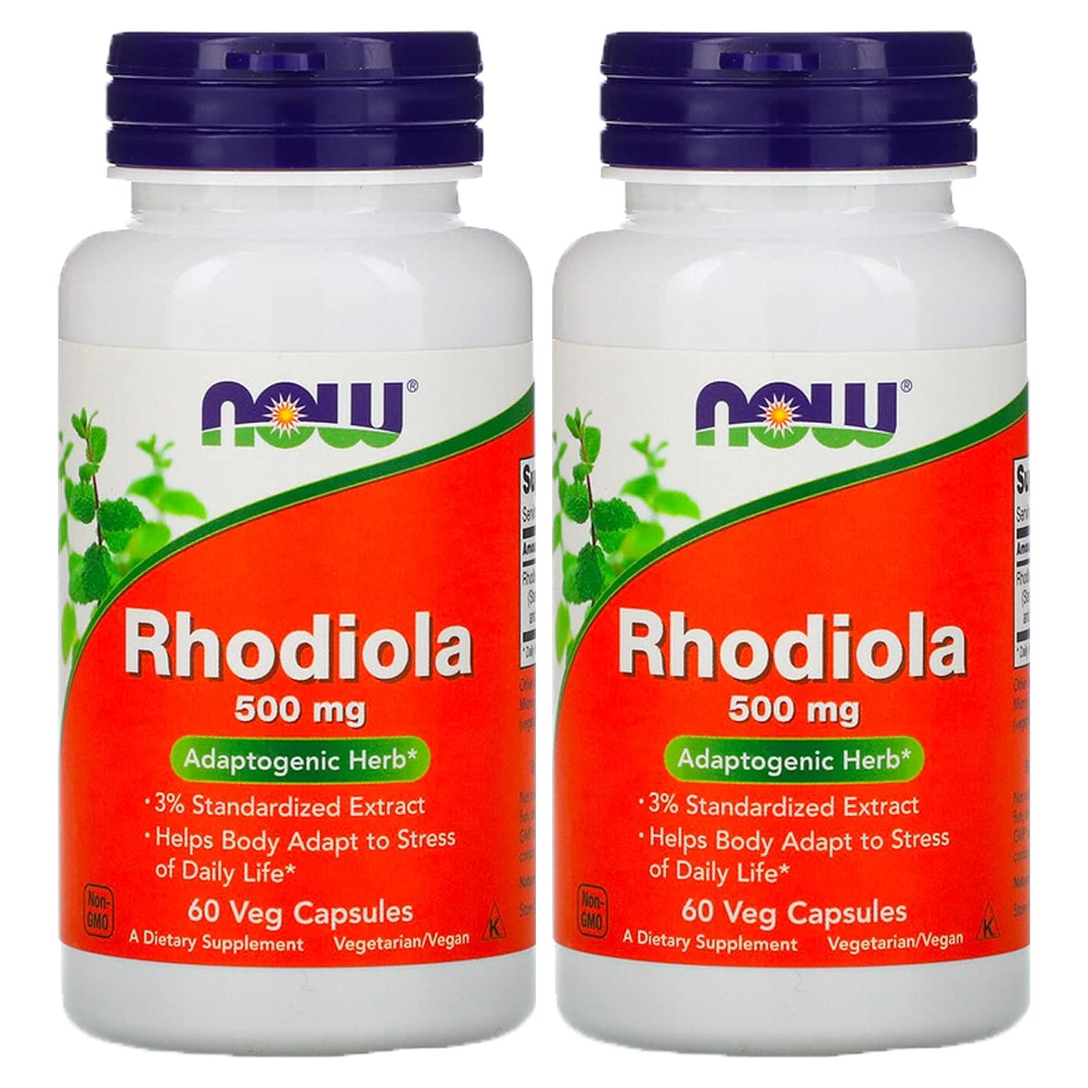 Suplemento de Rhodiola 500 mg Now Foods 60 Cápsulas Veganas