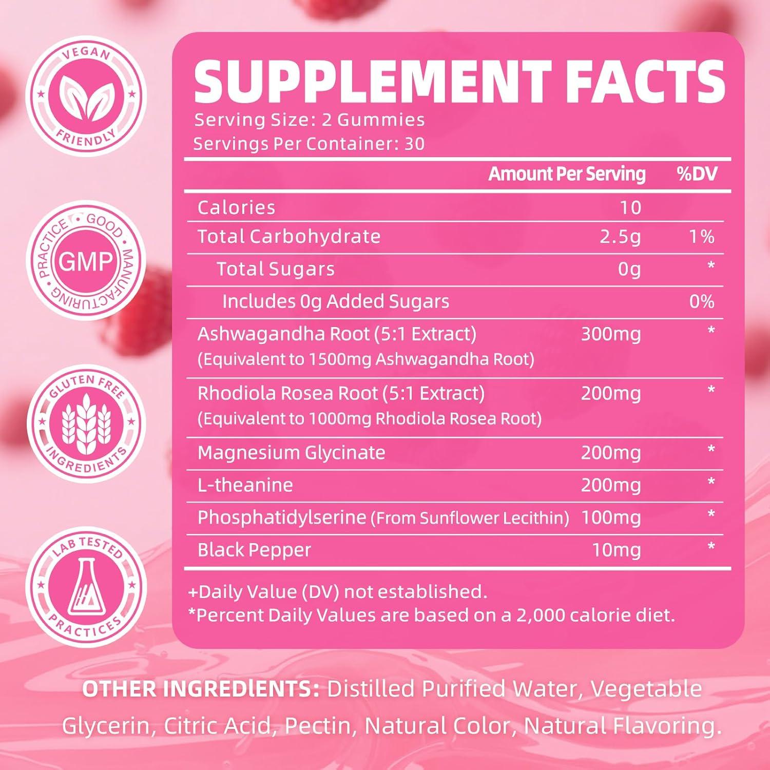 Gomitas de Cortisol GrnLife para Mujeres 60 Unidades Sabor Frambuesa