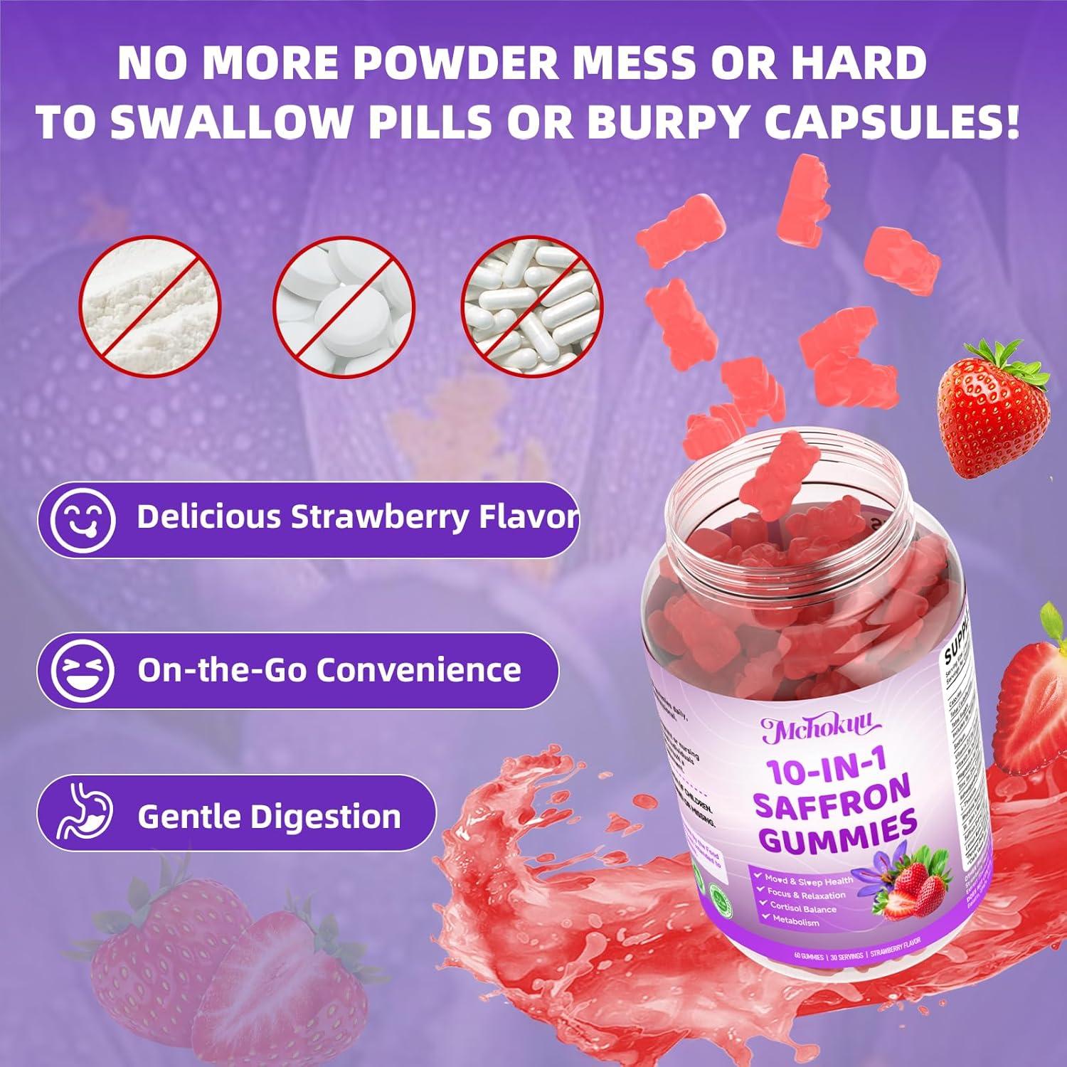 Gomitas de Azafrán Mchokuu 60Ct - Enfoque, Estrés y Relajación