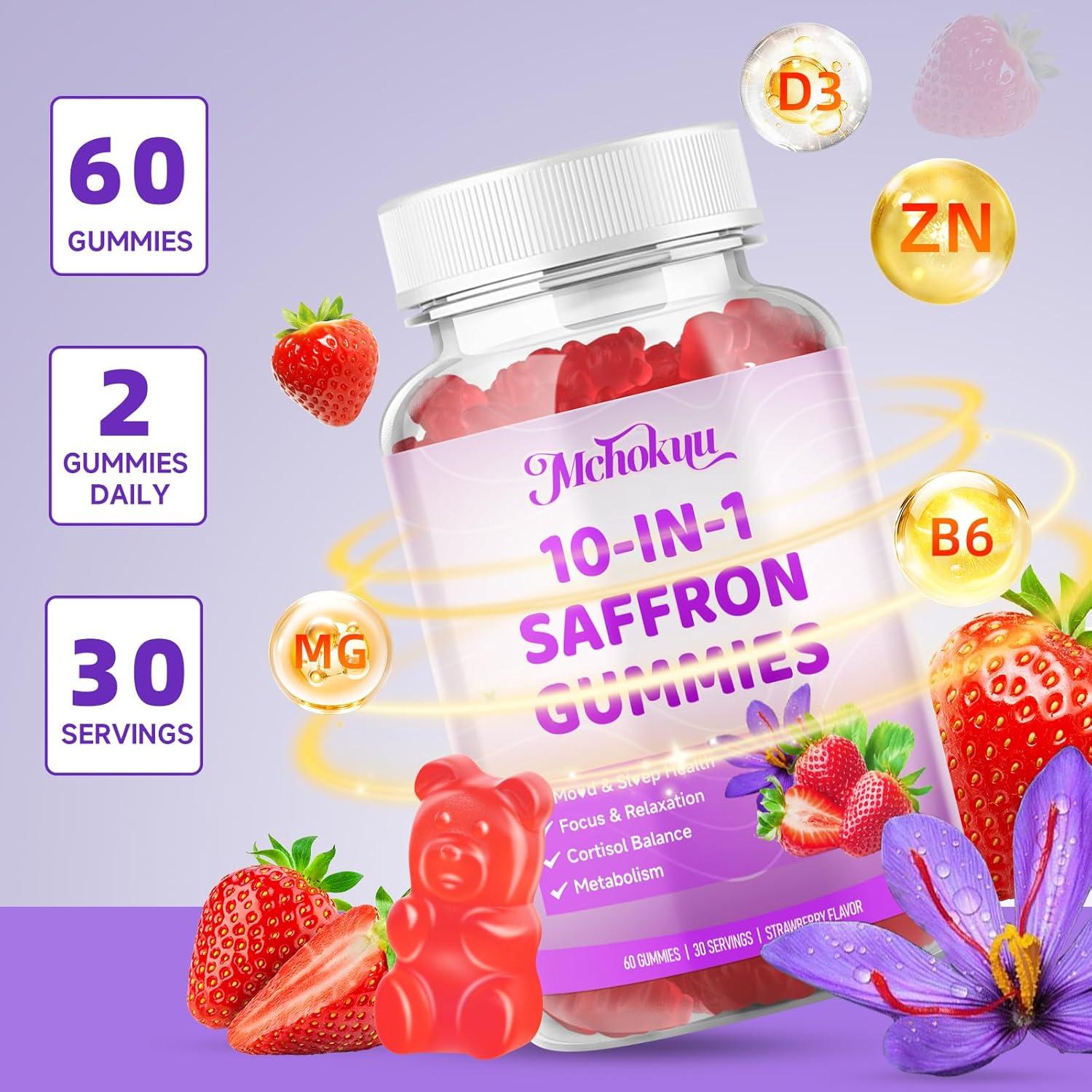 Gomitas de Azafrán Mchokuu 60Ct - Enfoque, Estrés y Relajación