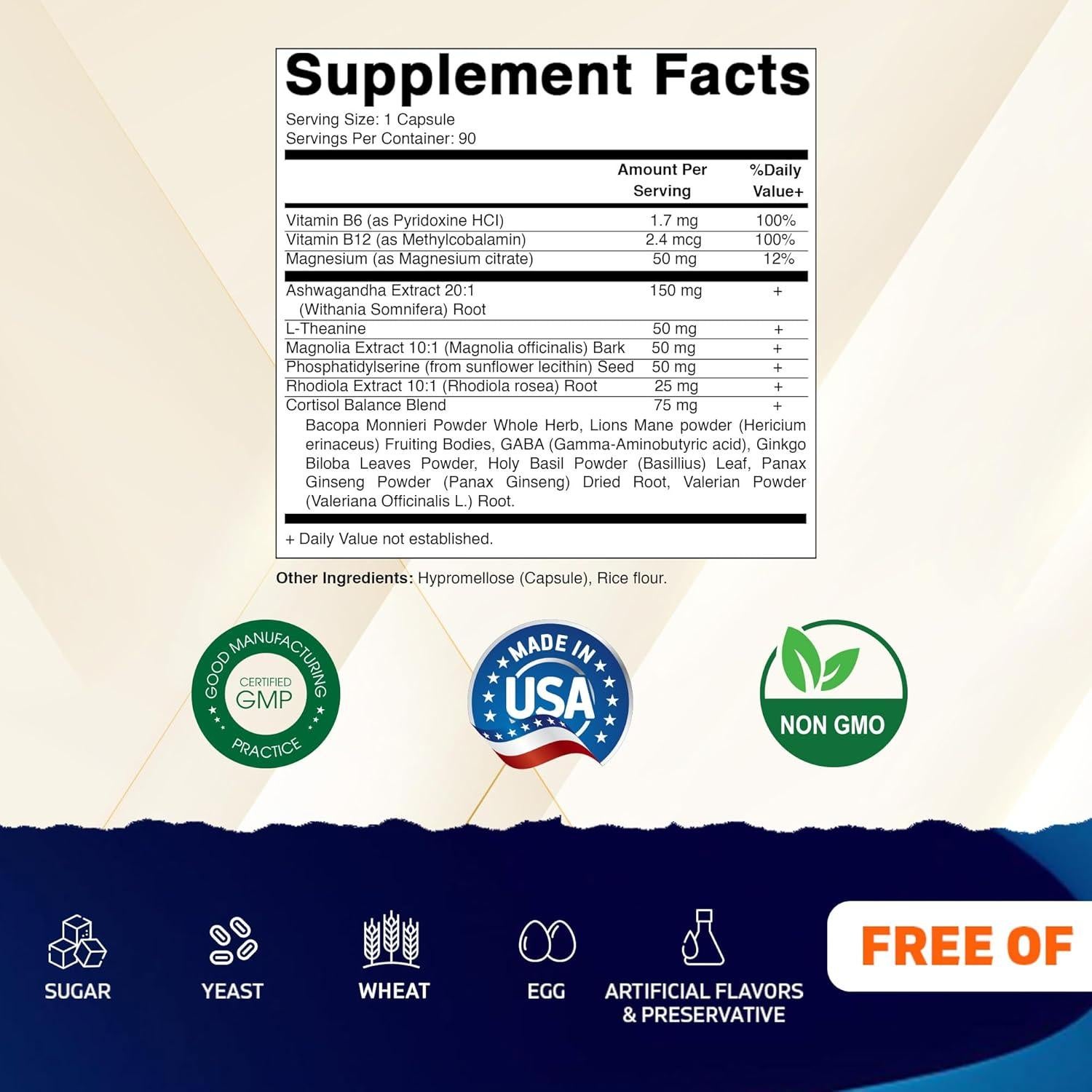 Suplemento Vegano Vitamatic Cortisol - 90 Cápsulas con Adaptógenos