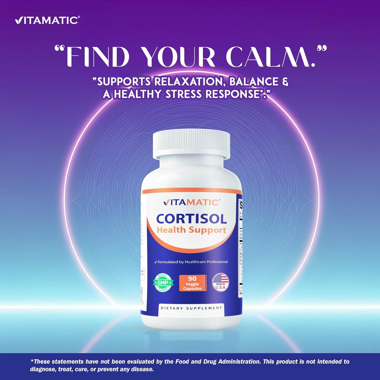 Suplemento Vegano Vitamatic Cortisol - 90 Cápsulas con Adaptógenos