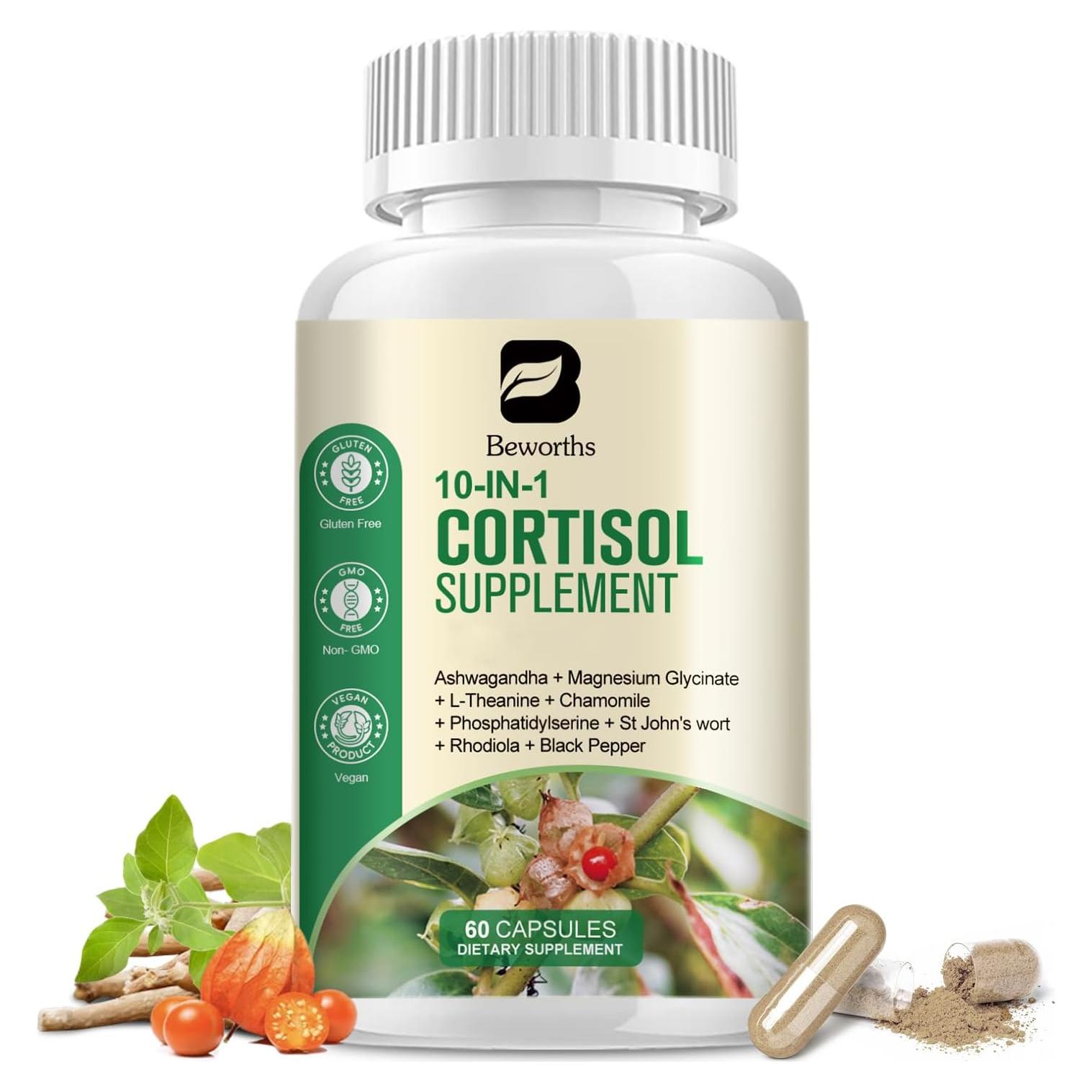 Suplemento de Cortisol B BEWORTHS 60 Cápsulas Veganas 10 en 1