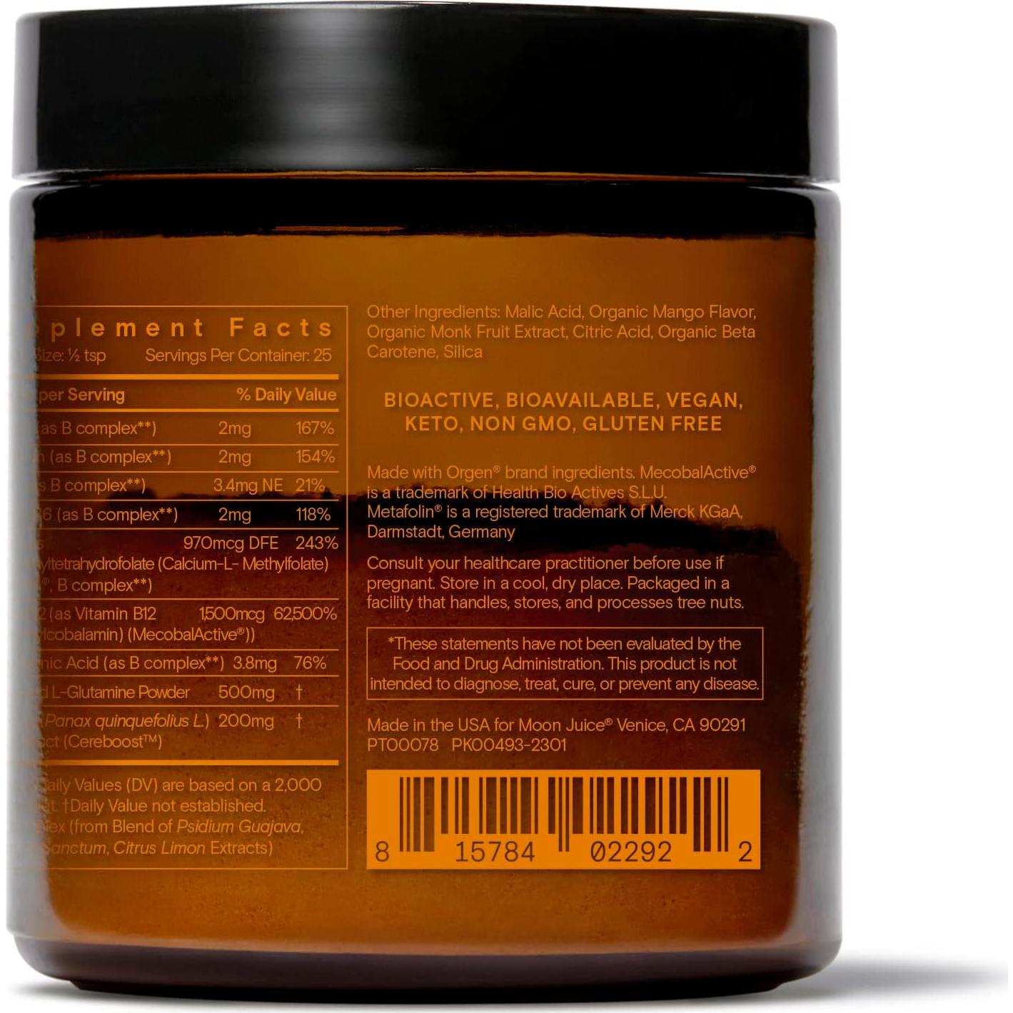 Suplemento en polvo Moon Juice Ting - Complejo B12 y Ginseng 48g