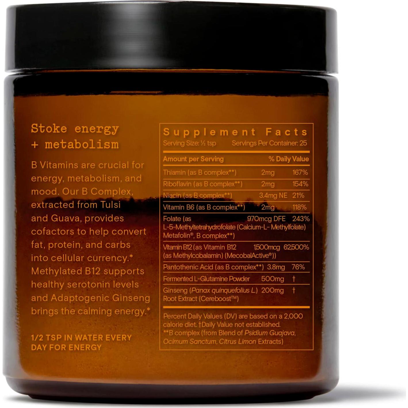 Suplemento en polvo Moon Juice Ting - Complejo B12 y Ginseng 48g