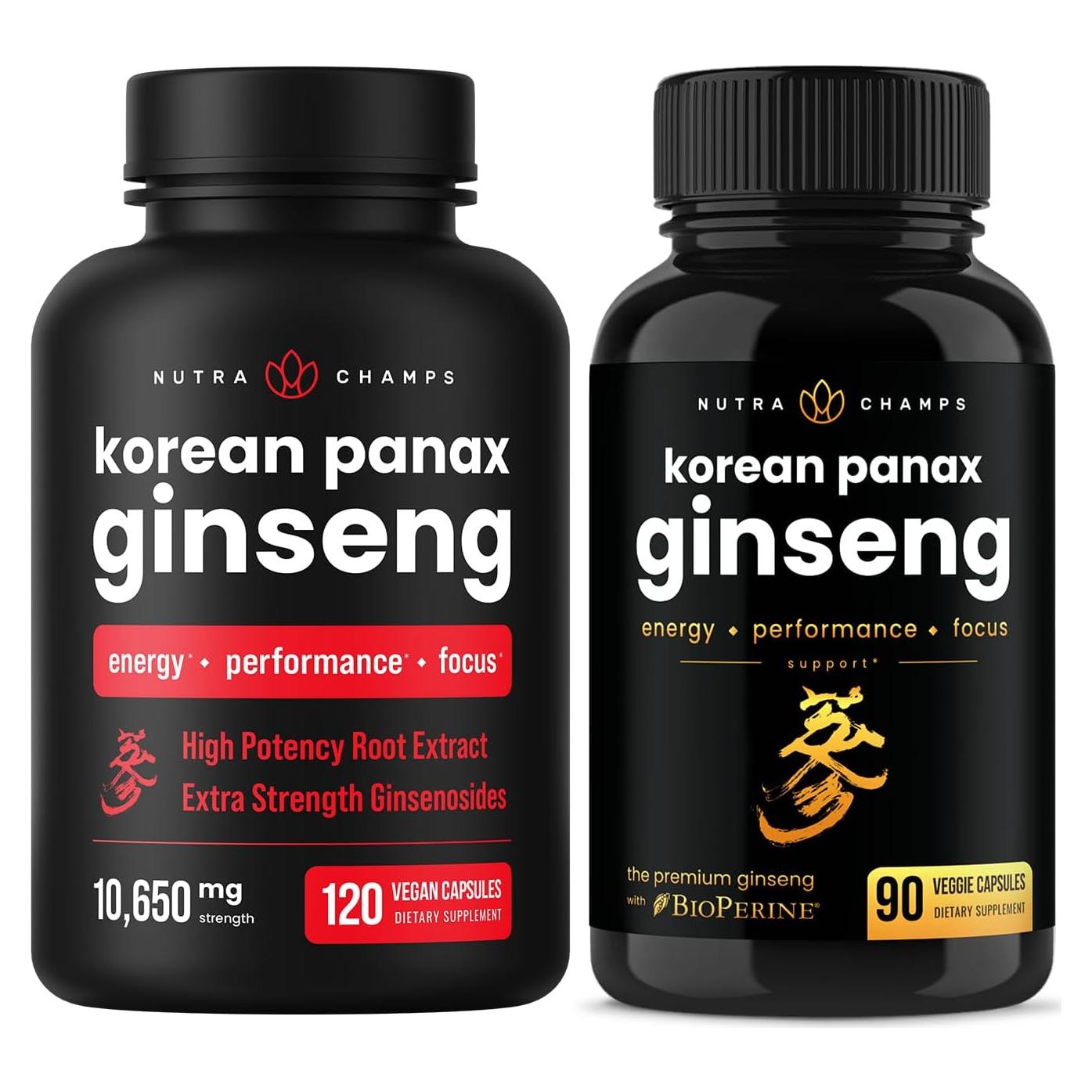 NutraChamps Dúo Completo de Ginseng Rojo y Dorado 1650mg