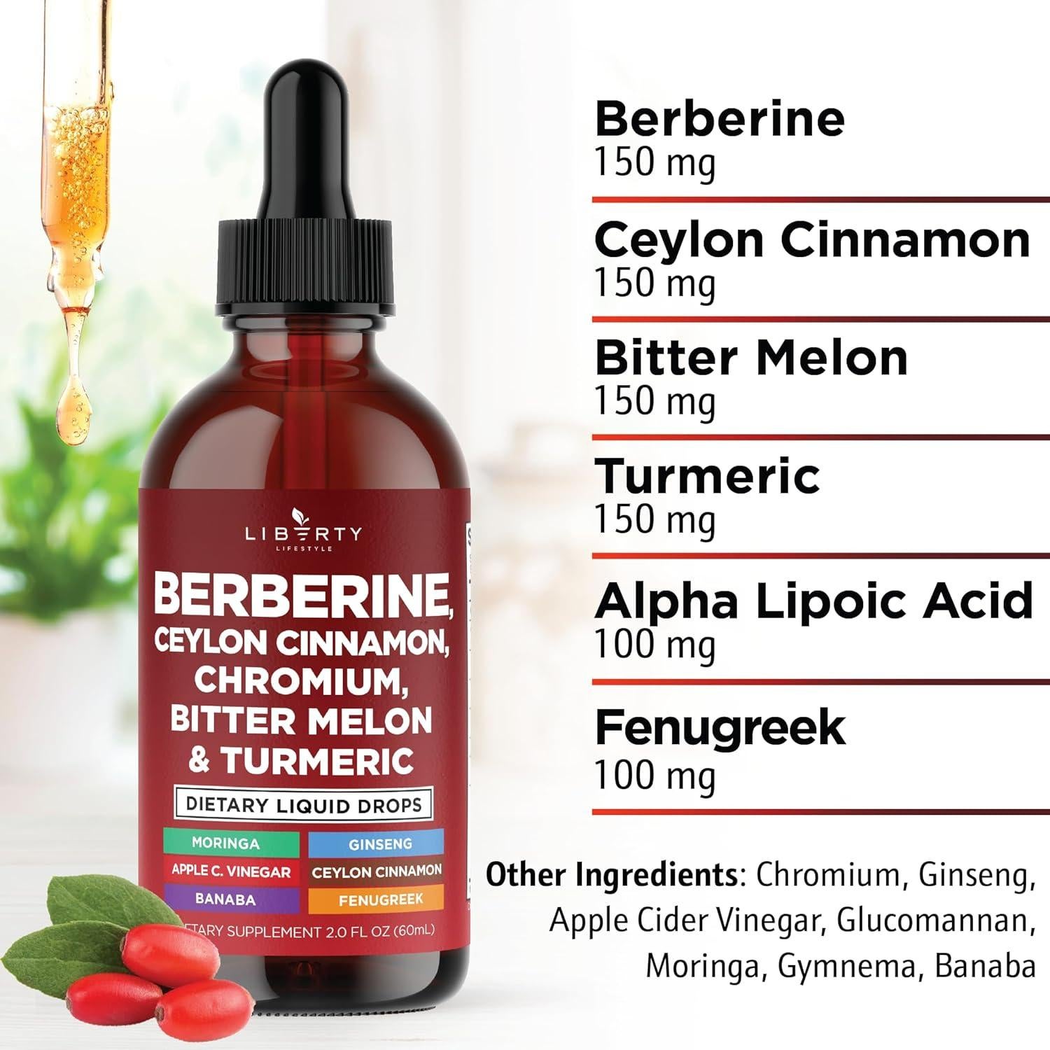 Gotas de Berberina con Canela de Ceilán 236.6 ml - Liberty Lifestyle