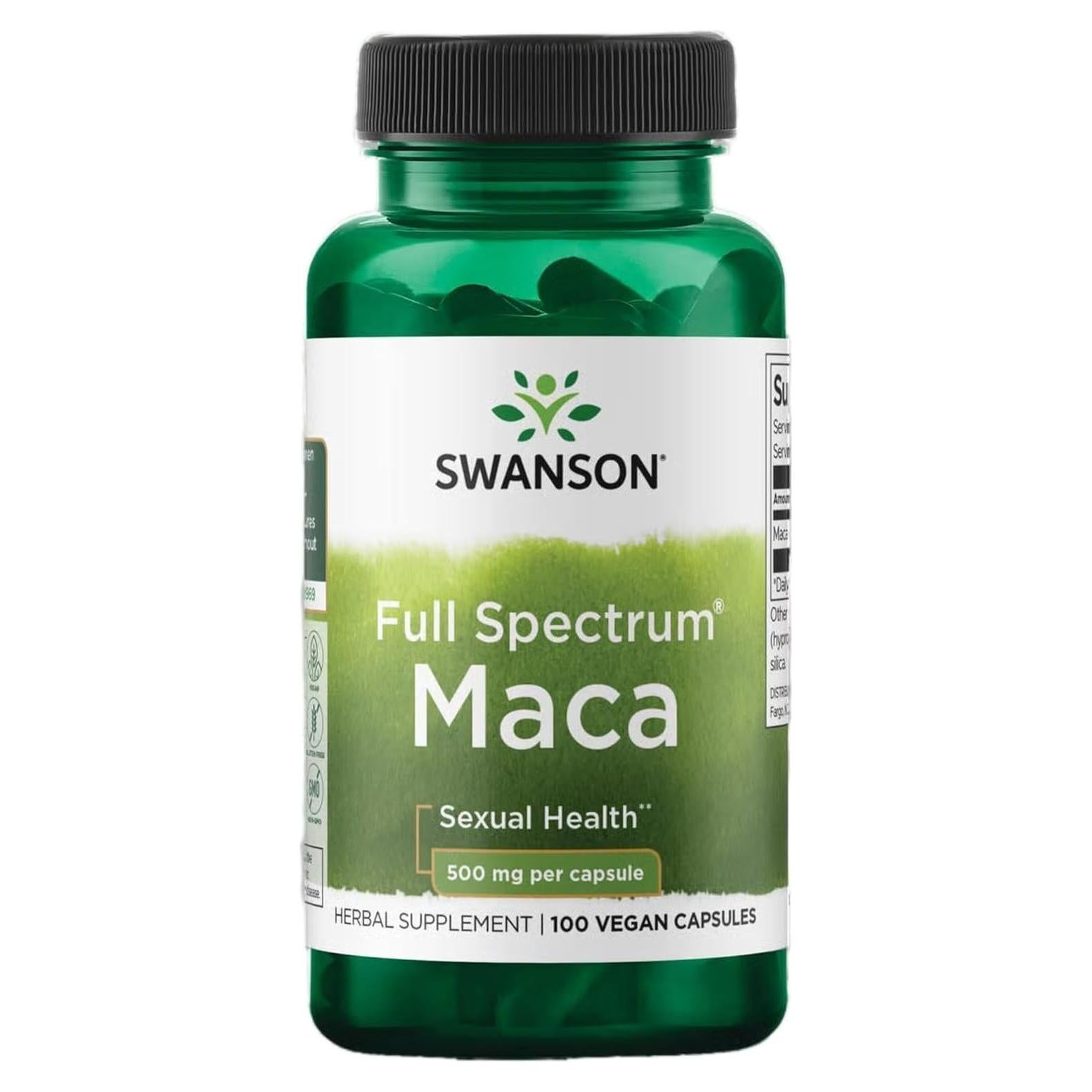 Suplemento de Maca 500 mg Swanson 100 Cápsulas