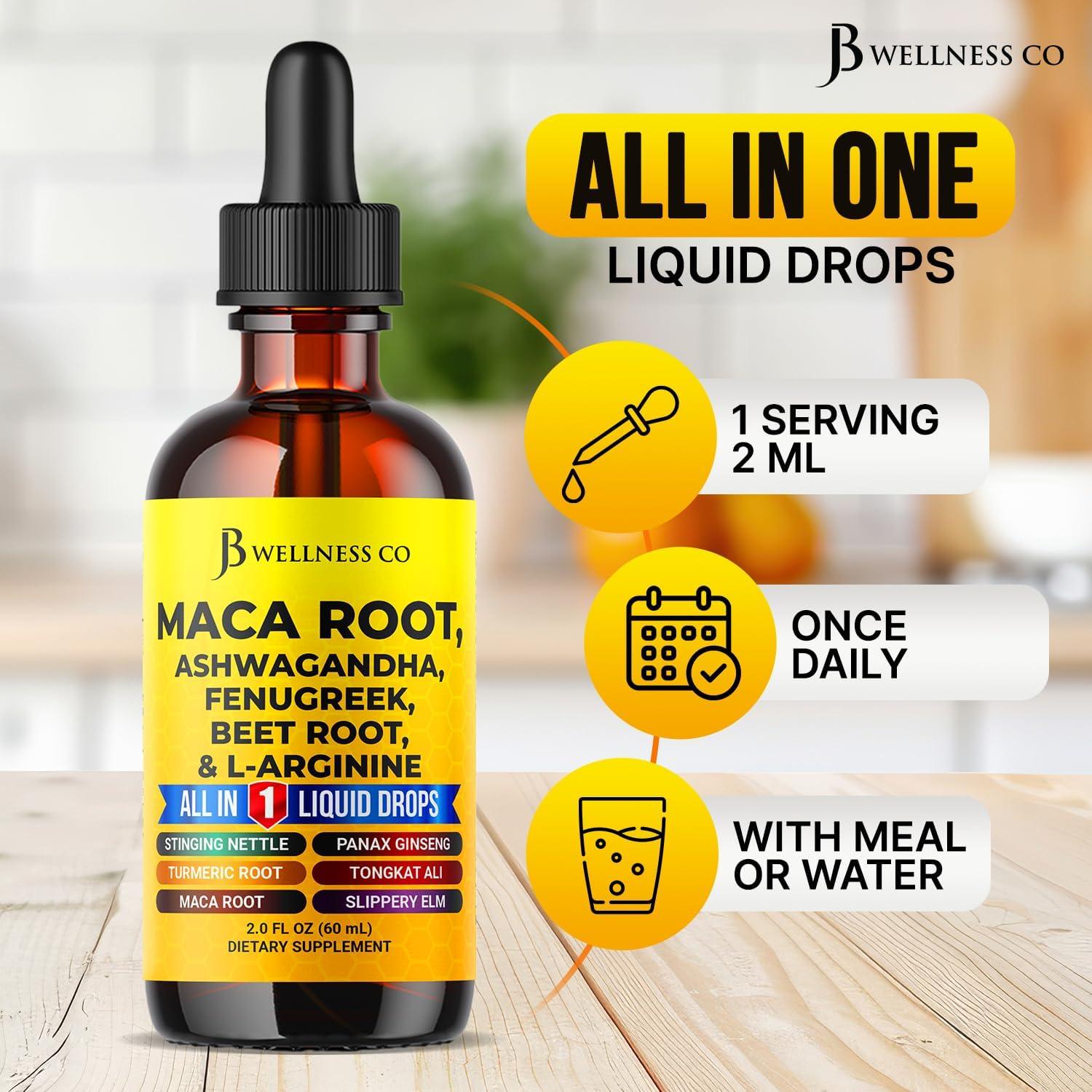 Gotas Líquidas de Raíz de Maca Orgánica JB Wellness 118ml