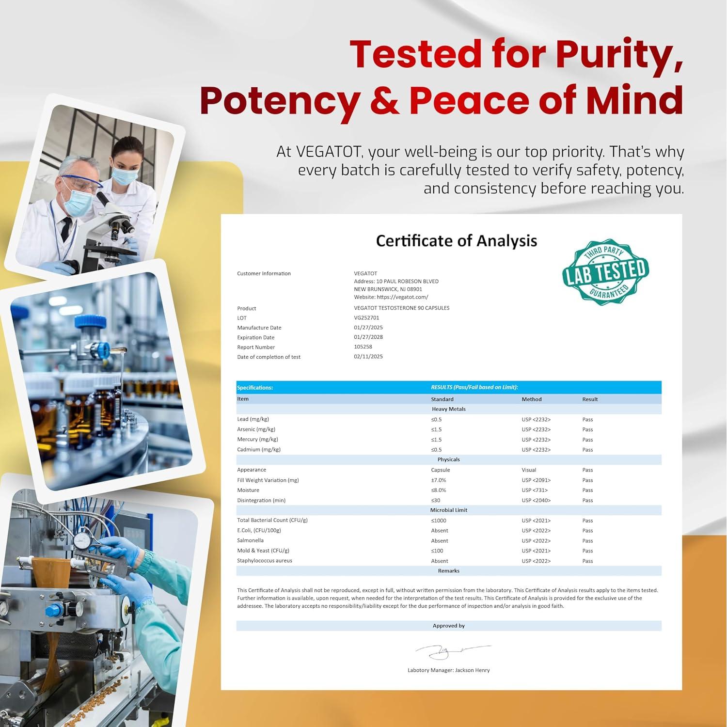 Suplemento Vegatot Testo Soporte 90 Cápsulas - Energía y Resistencia