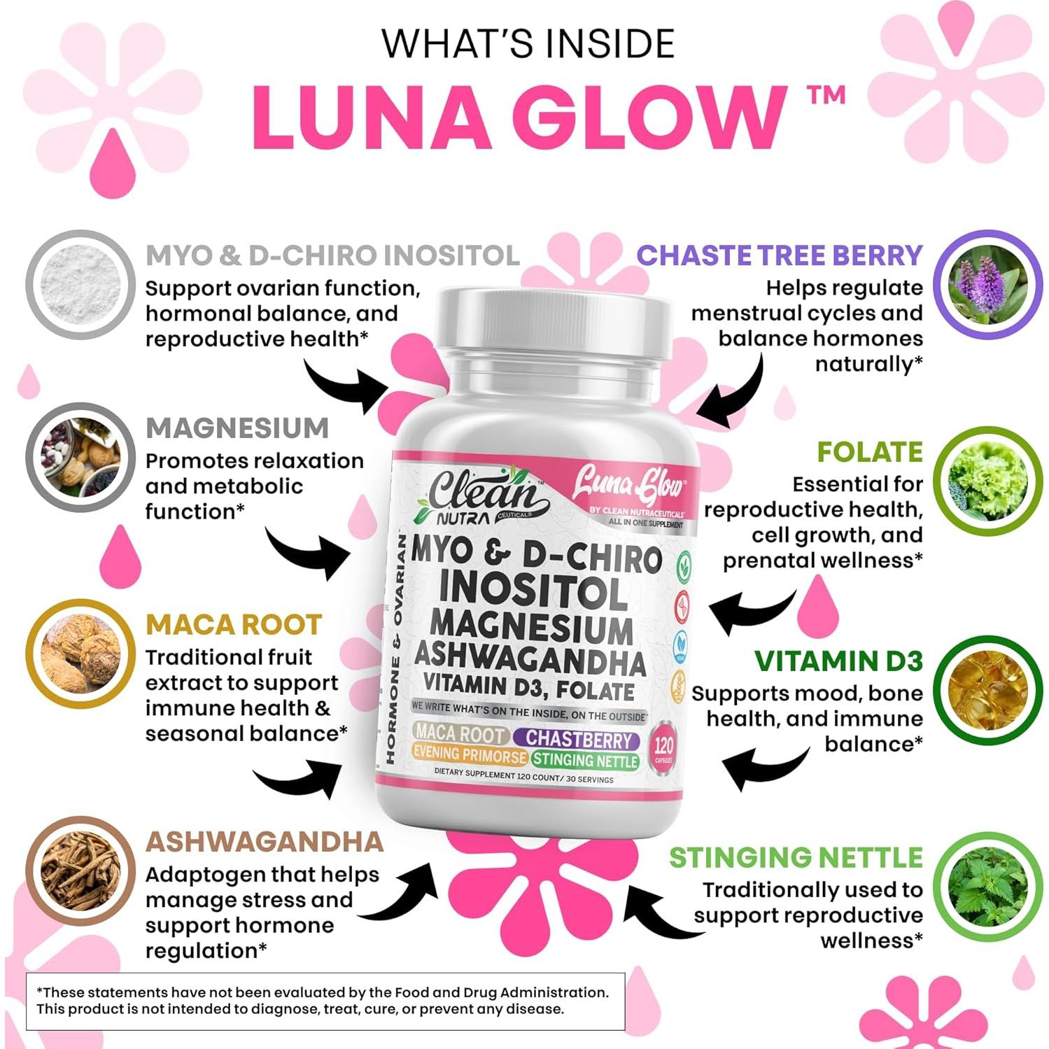 Luna Glow Cápsulas de Soporte Hormonal 120 Unidades Clean Nutra