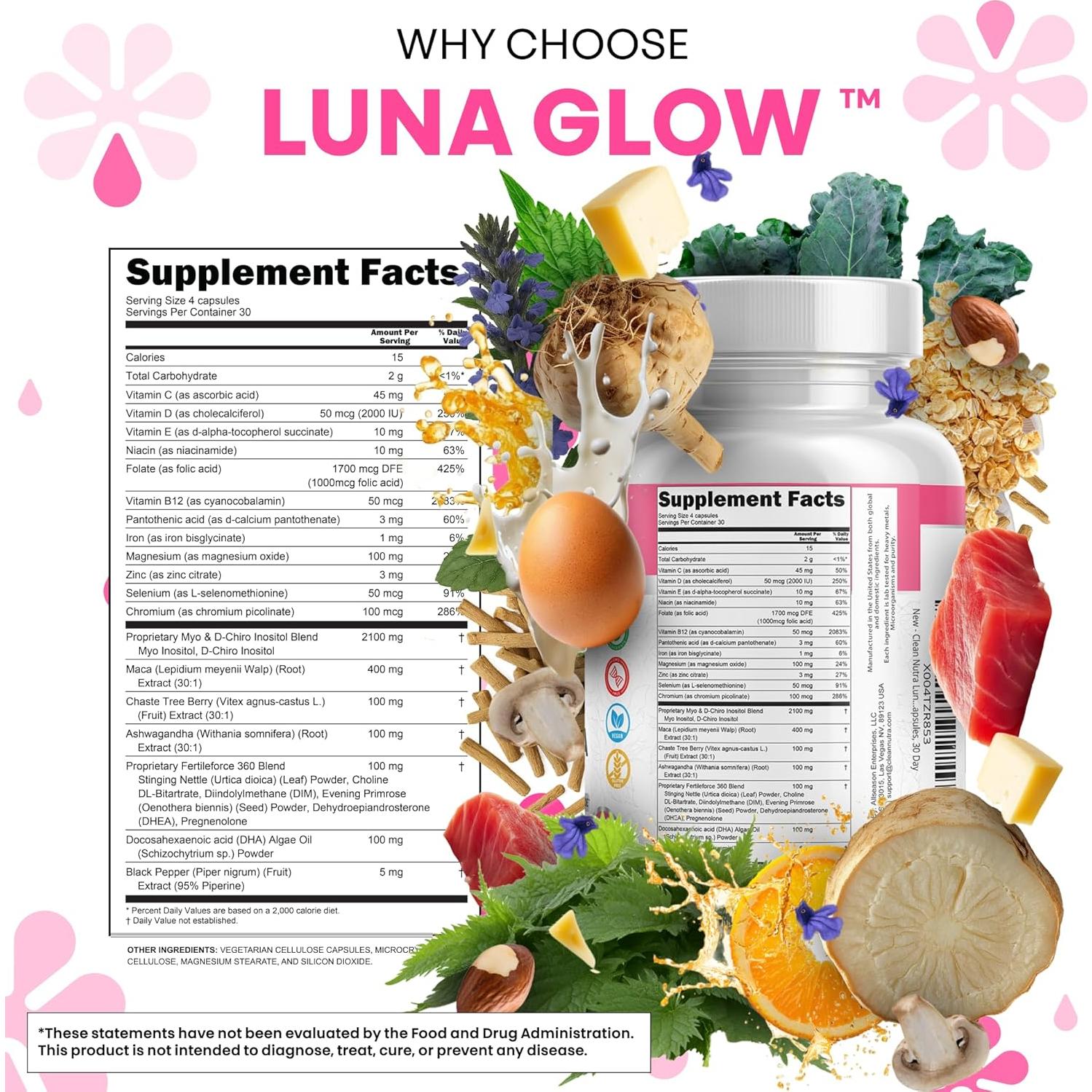 Luna Glow Cápsulas de Soporte Hormonal 120 Unidades Clean Nutra