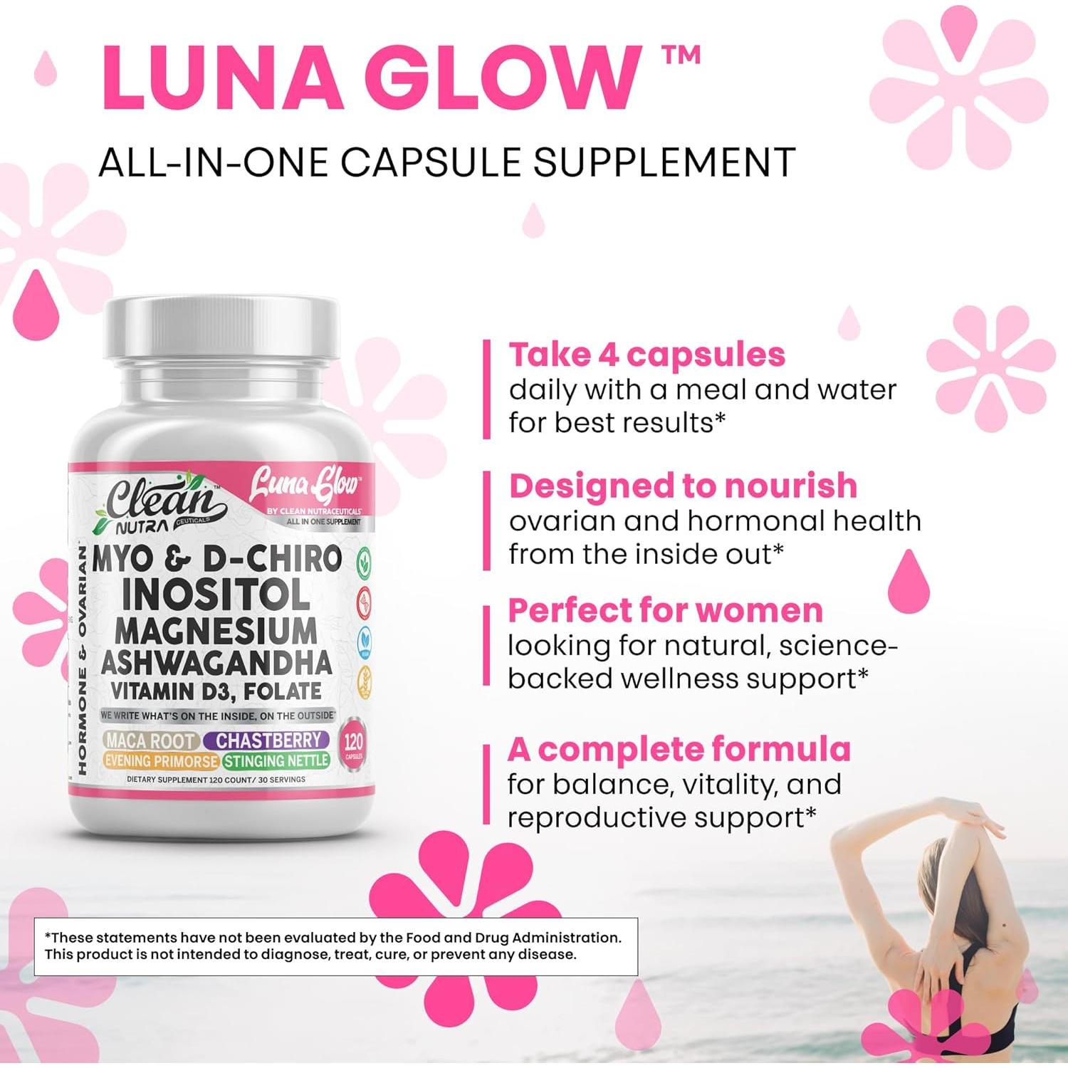 Luna Glow Cápsulas de Soporte Hormonal 120 Unidades Clean Nutra