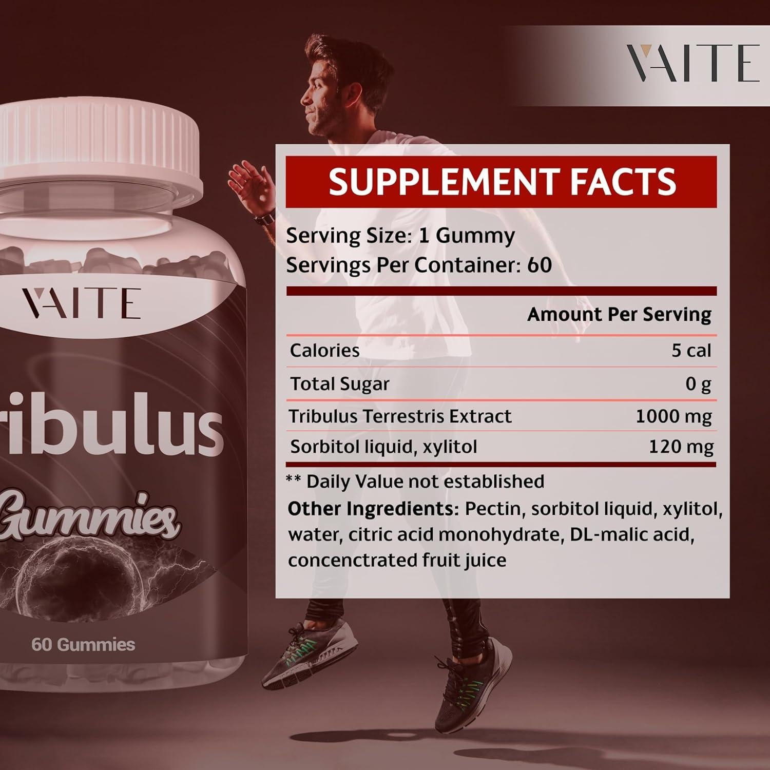 Gomitas Veganas de Tribulus Terrestris 1000 mg - 60 Unidades