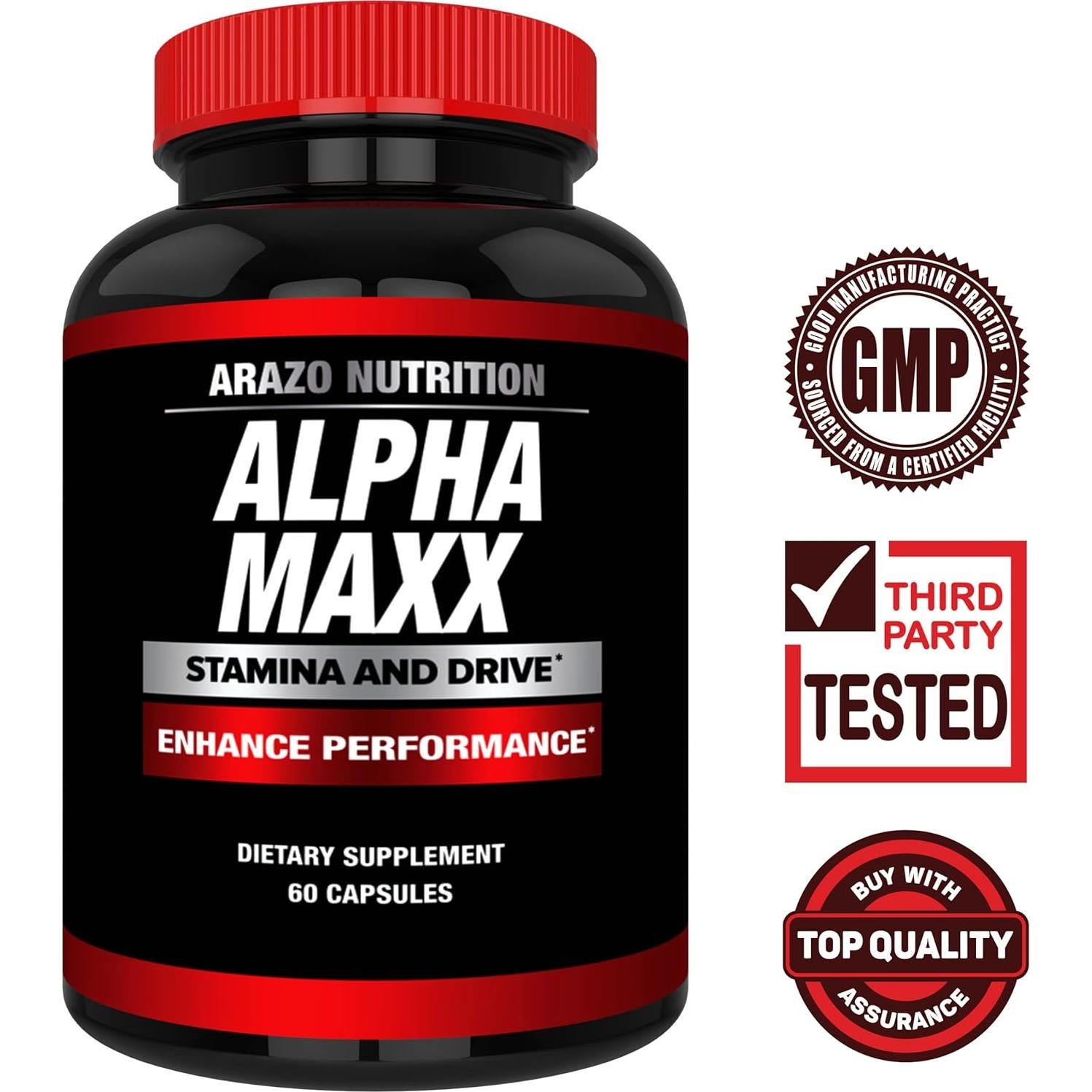 Suplemento de Salud Arazo Nutrition Alphamaxx - Ginseng y Tribulus - 60 Pastillas