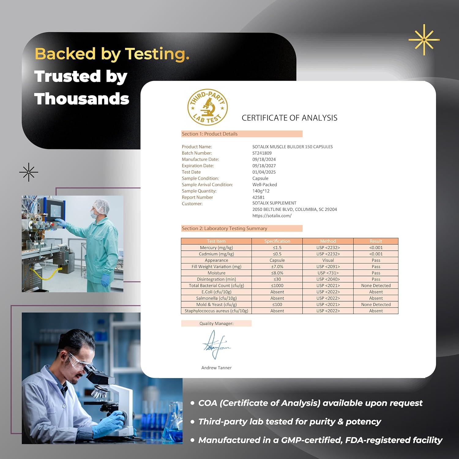 Suplemento Sotalix Ultra Muscle Builder 150 Cápsulas 5 Meses