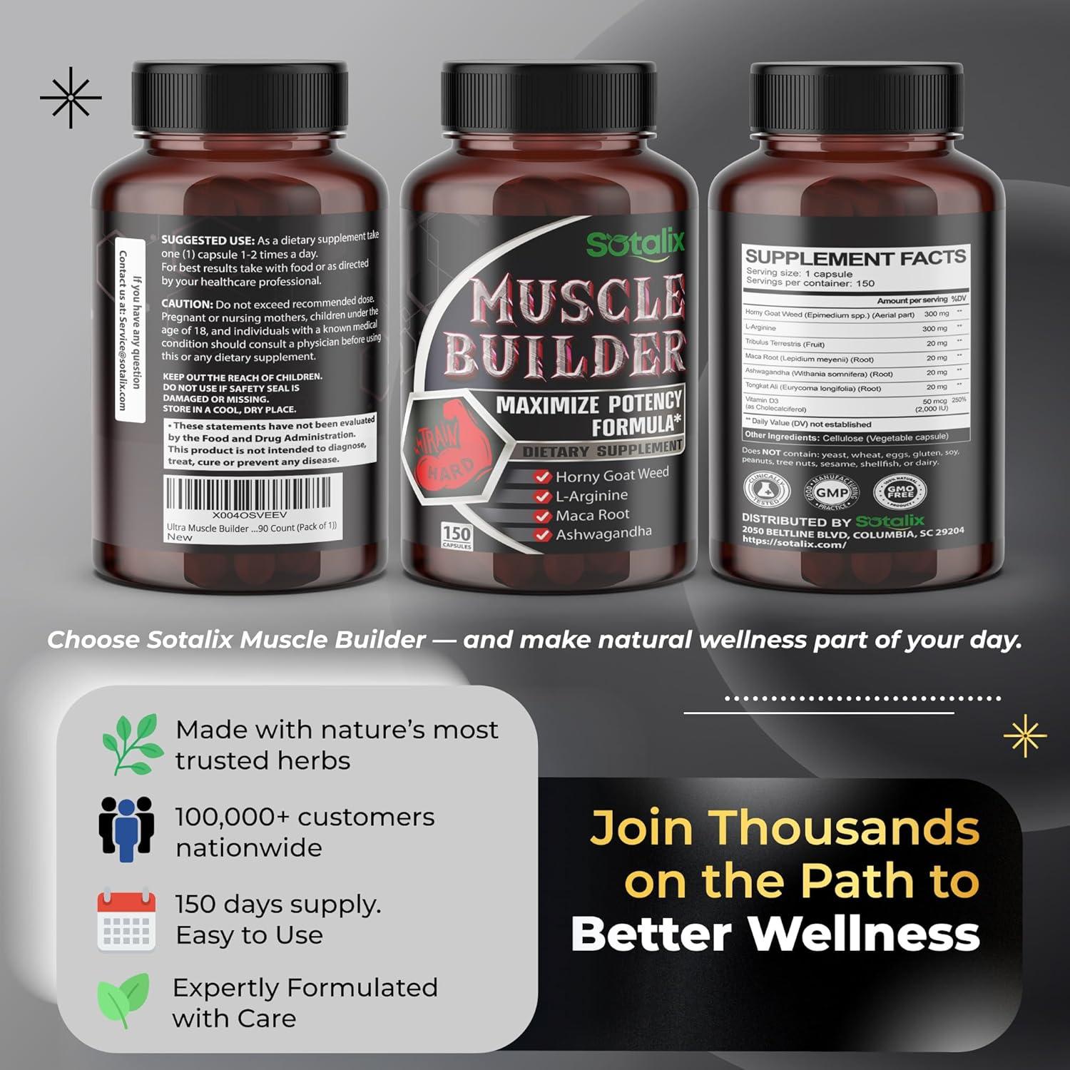 Suplemento Sotalix Ultra Muscle Builder 150 Cápsulas 5 Meses